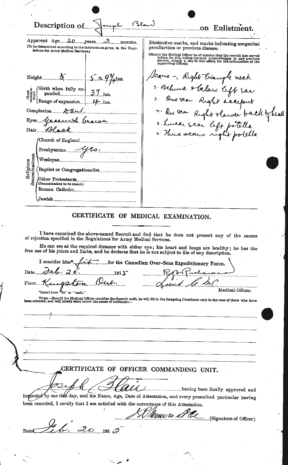 Dossiers du Personnel de la Première Guerre mondiale - CEC 243104b