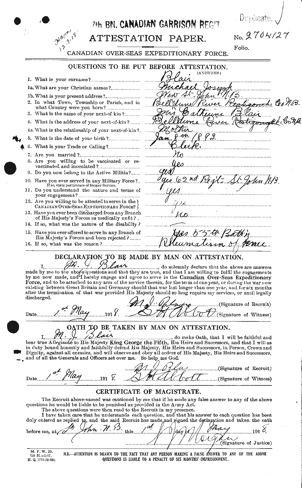 Personnel Records of the First World War - CEF 243119a