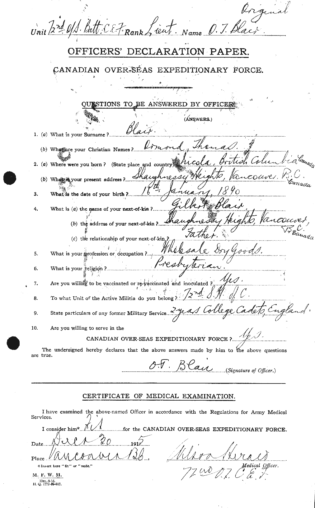Personnel Records of the First World War - CEF 243123a