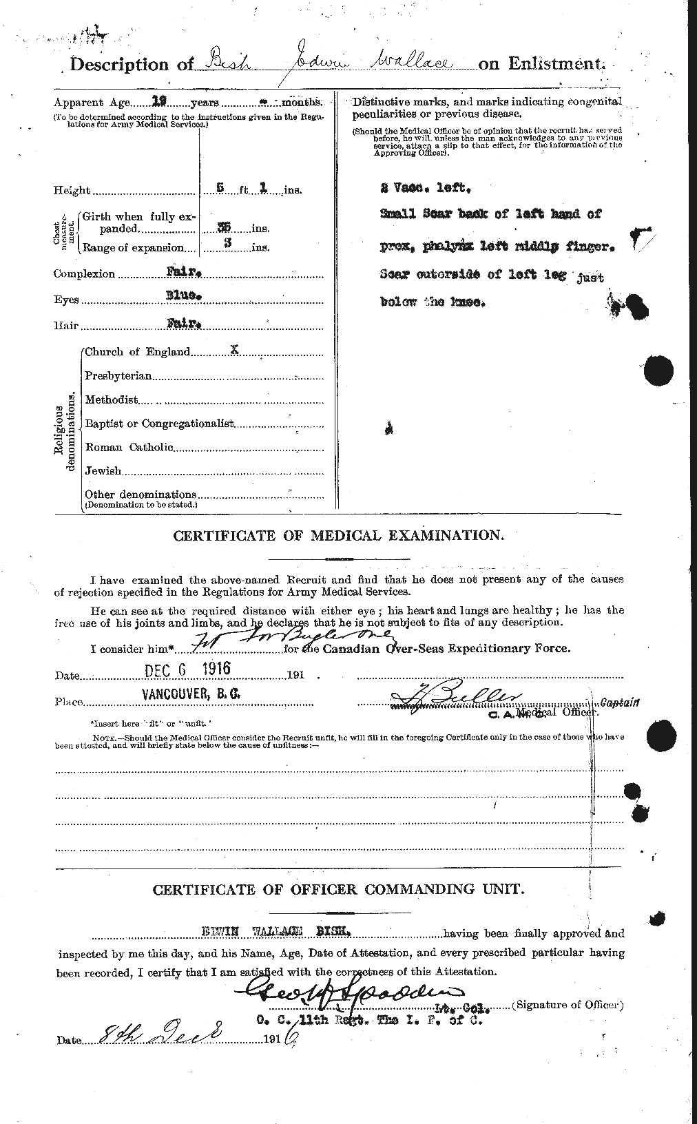 Dossiers du Personnel de la Première Guerre mondiale - CEC 244142b