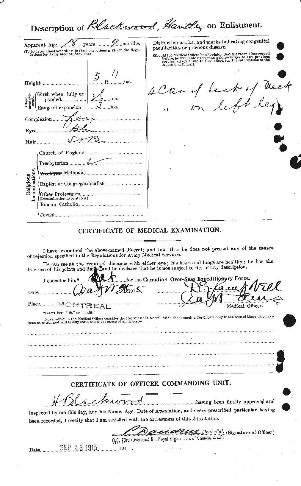 Dossiers du Personnel de la Première Guerre mondiale - CEC 244555b