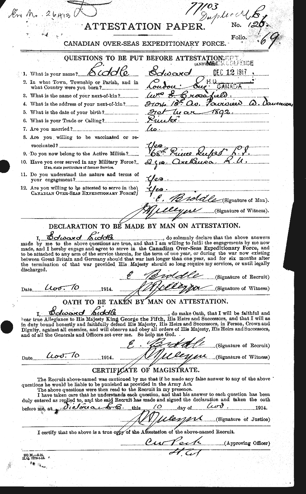 Personnel Records of the First World War - CEF 244835a