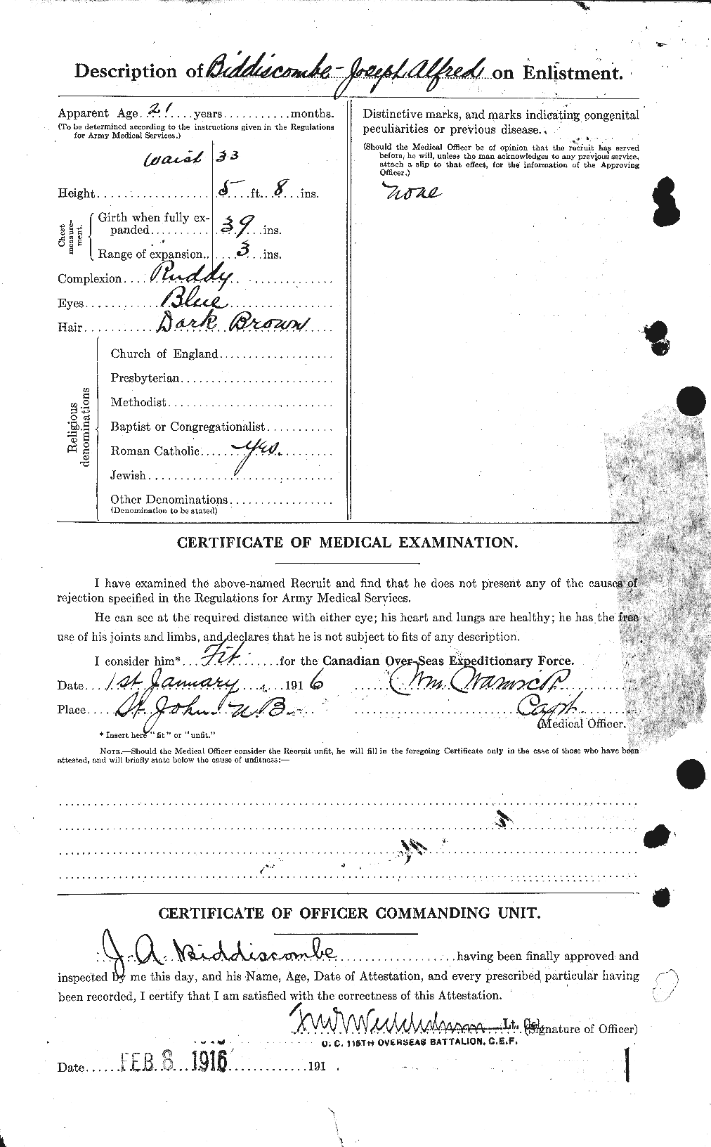 Dossiers du Personnel de la Première Guerre mondiale - CEC 244838b