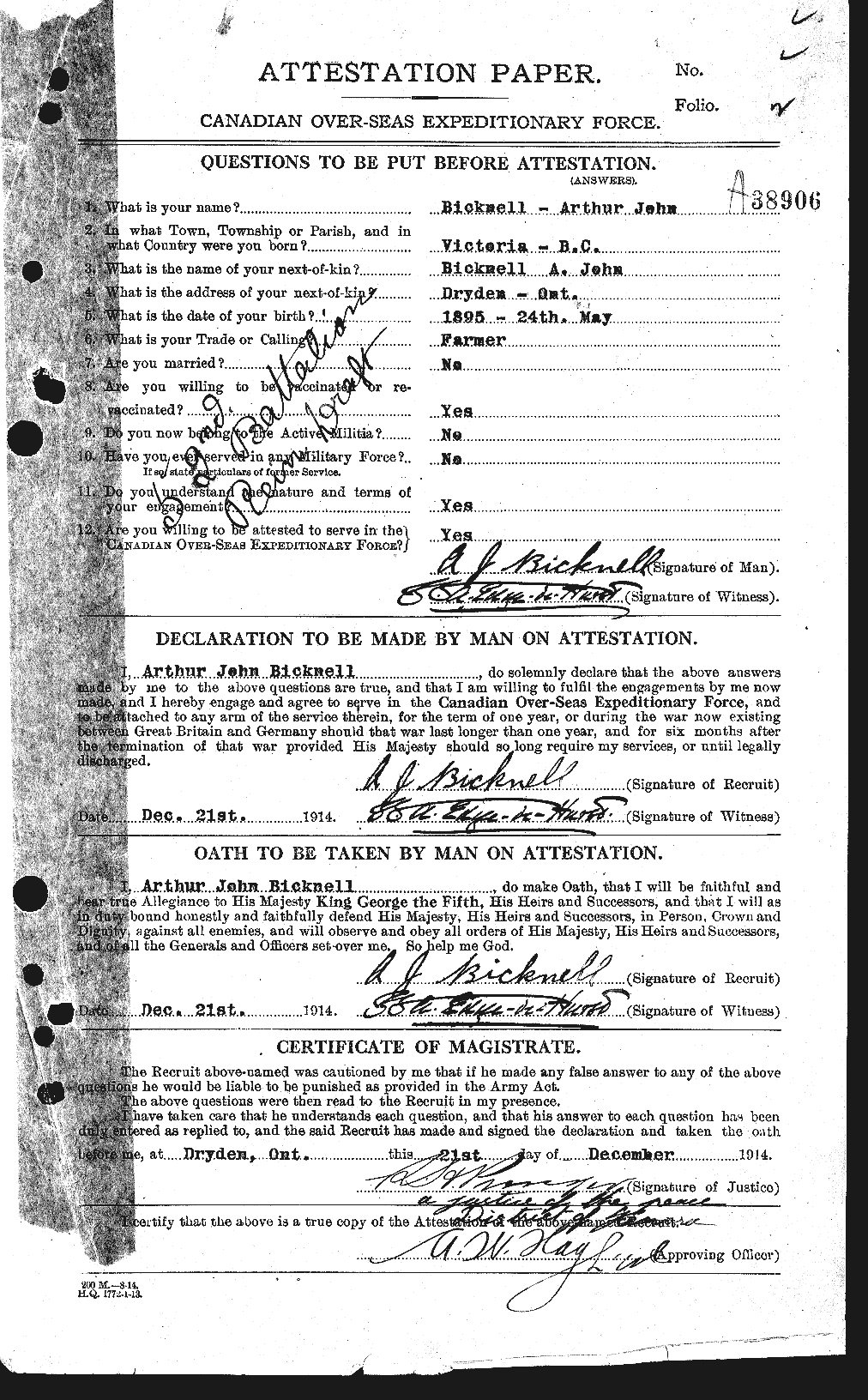 Personnel Records of the First World War - CEF 244883a