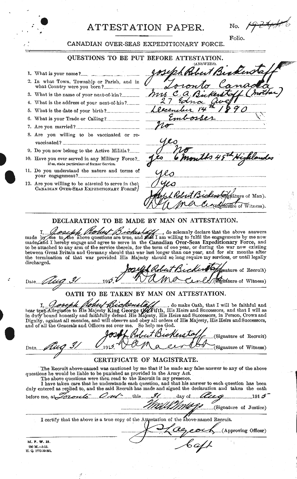 Personnel Records of the First World War - CEF 244949a
