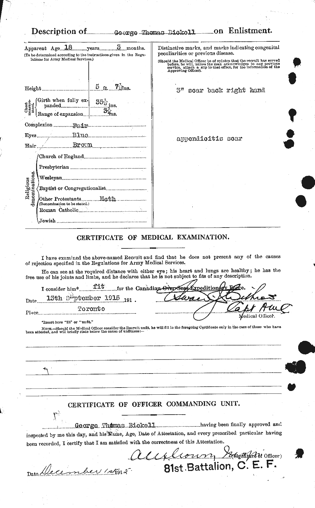 Dossiers du Personnel de la Première Guerre mondiale - CEC 244971b
