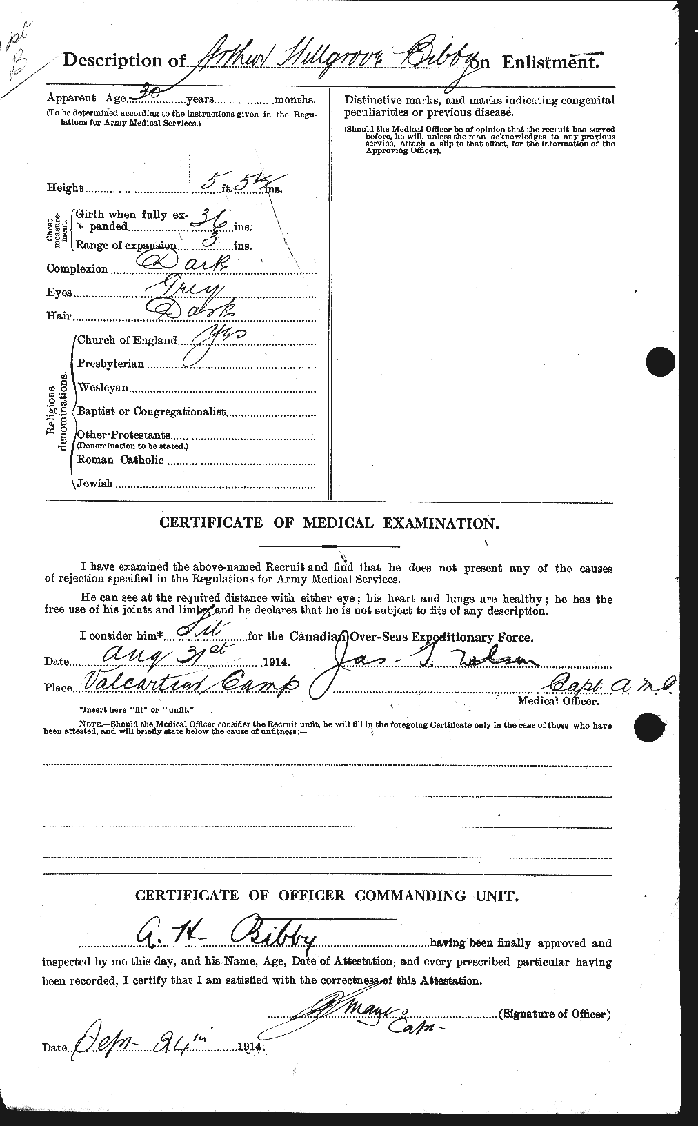 Dossiers du Personnel de la Première Guerre mondiale - CEC 245059b