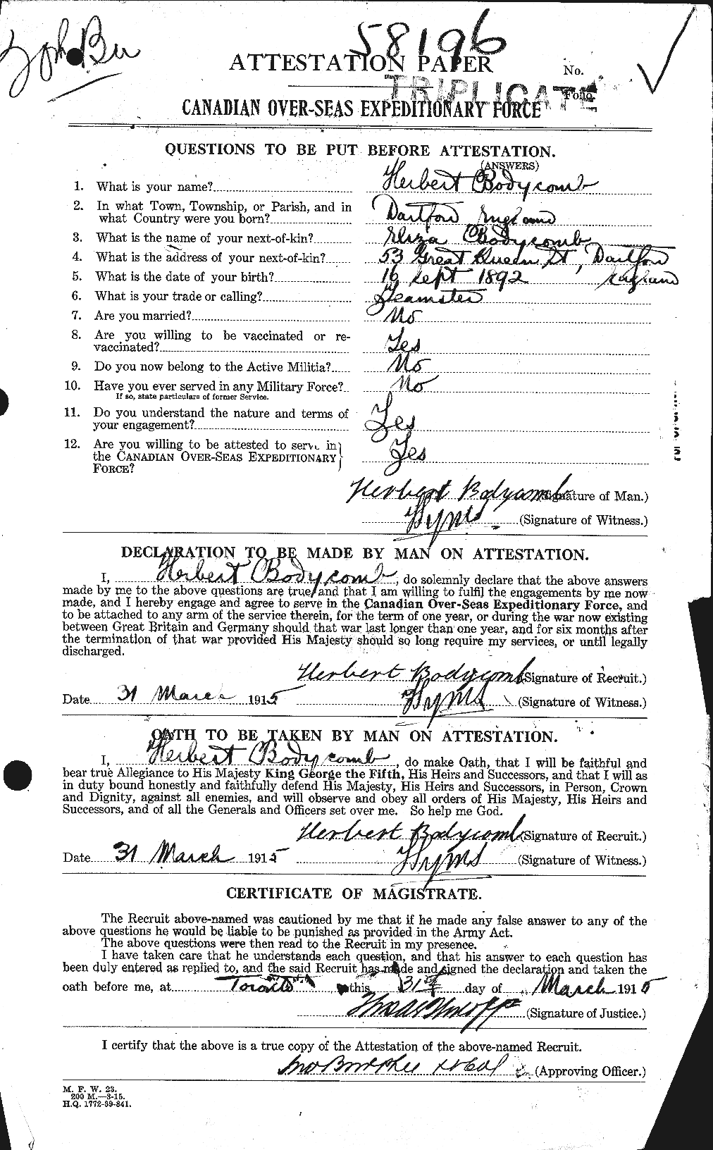 Personnel Records of the First World War - CEF 245096a