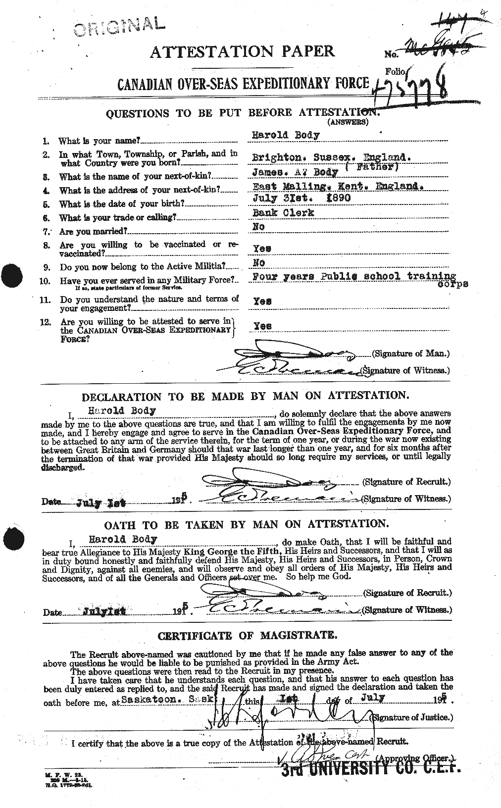 Personnel Records of the First World War - CEF 245101a