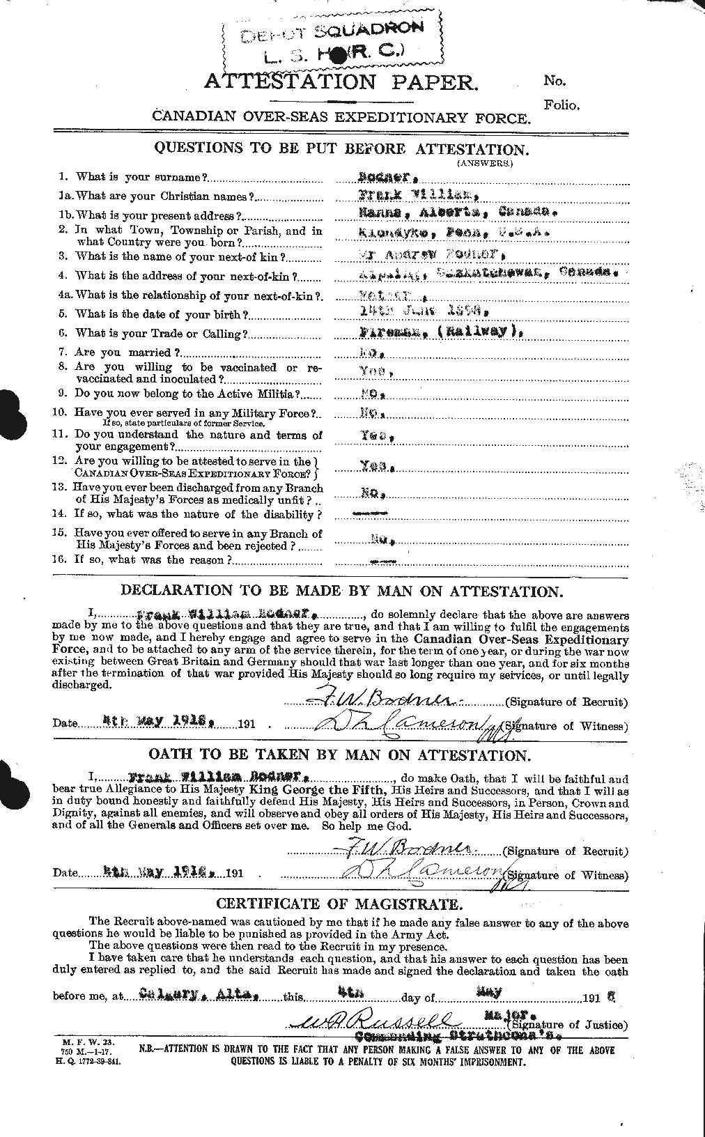 Personnel Records of the First World War - CEF 245130a