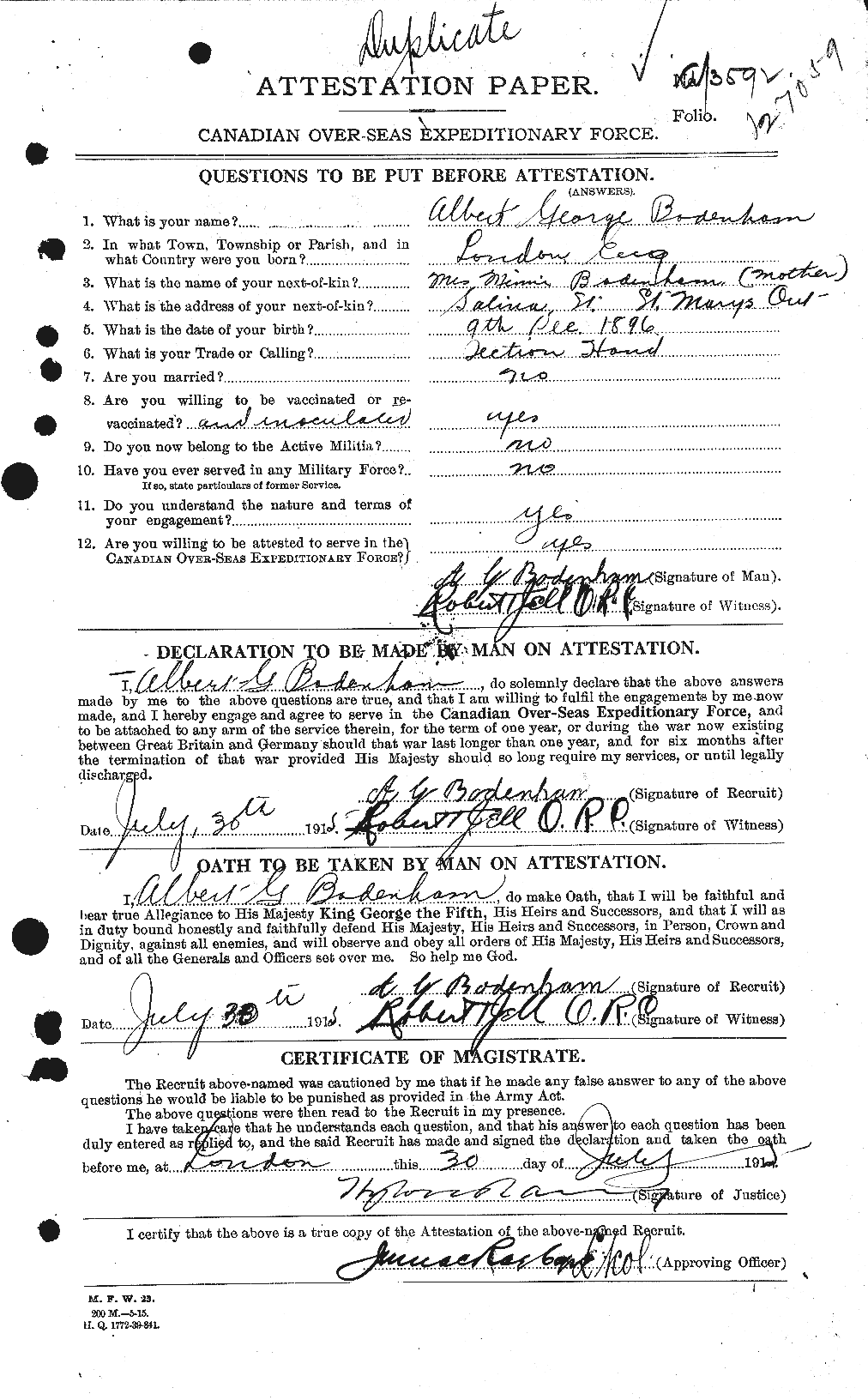 Personnel Records of the First World War - CEF 245190a