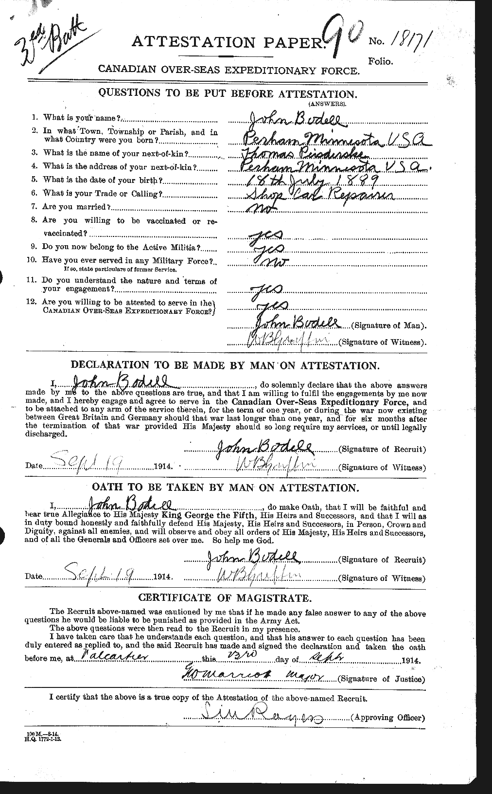 Personnel Records of the First World War - CEF 245212a