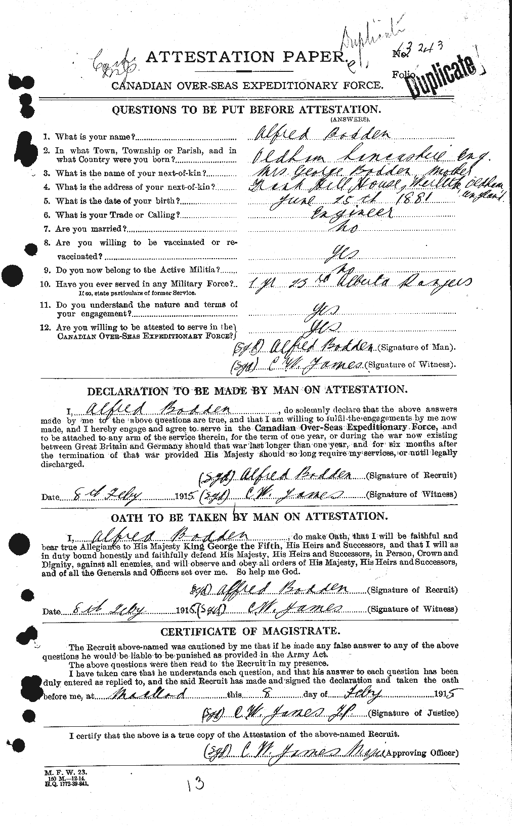 Personnel Records of the First World War - CEF 245265a