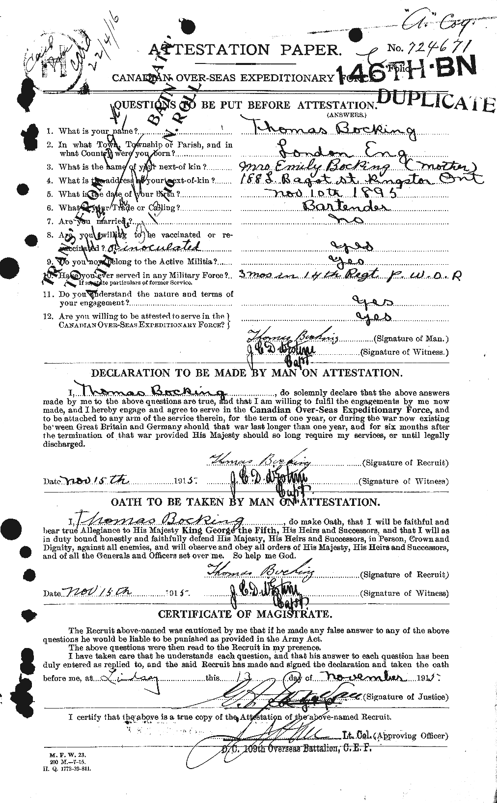 Personnel Records of the First World War - CEF 245288a