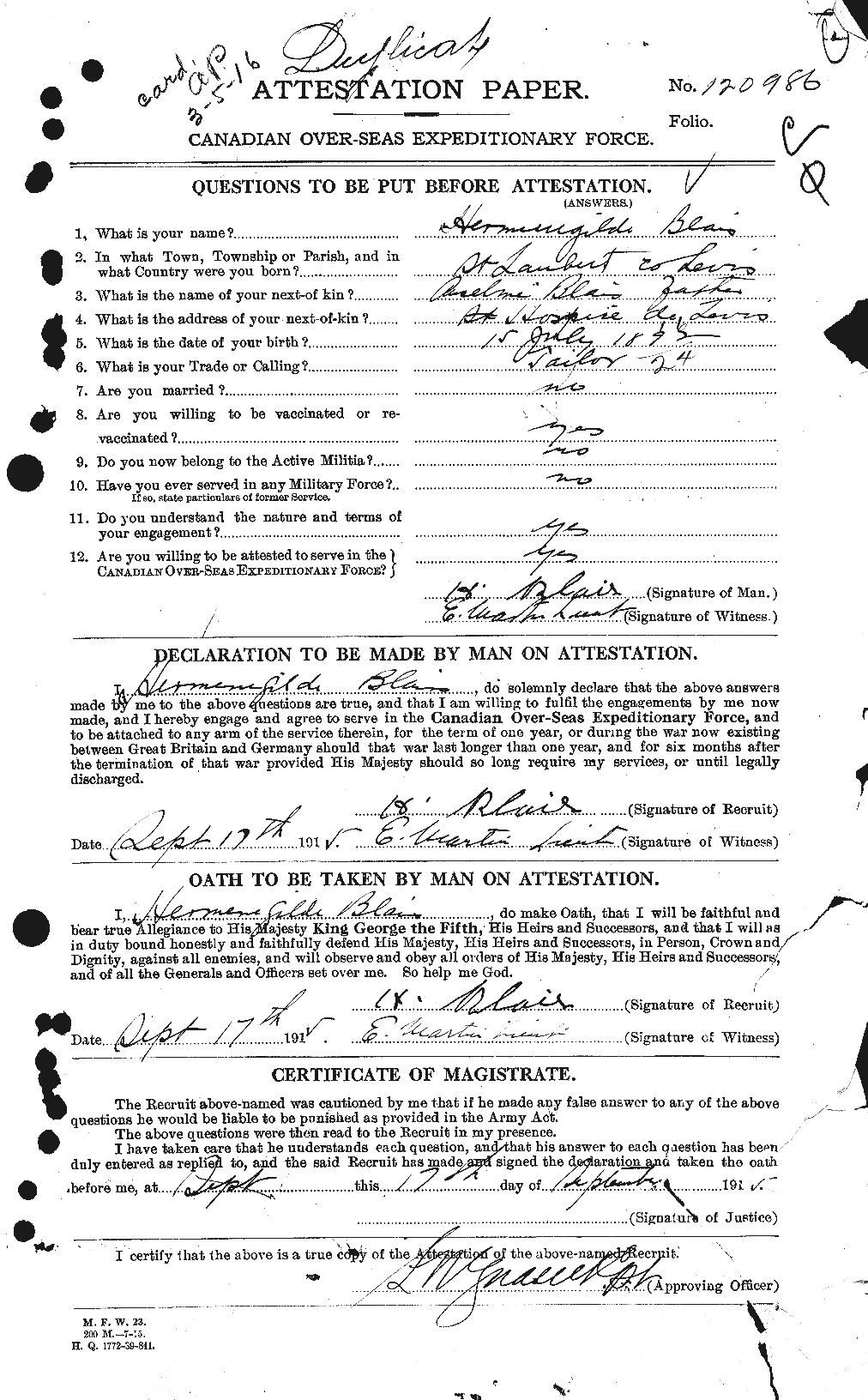 Personnel Records of the First World War - CEF 245438a