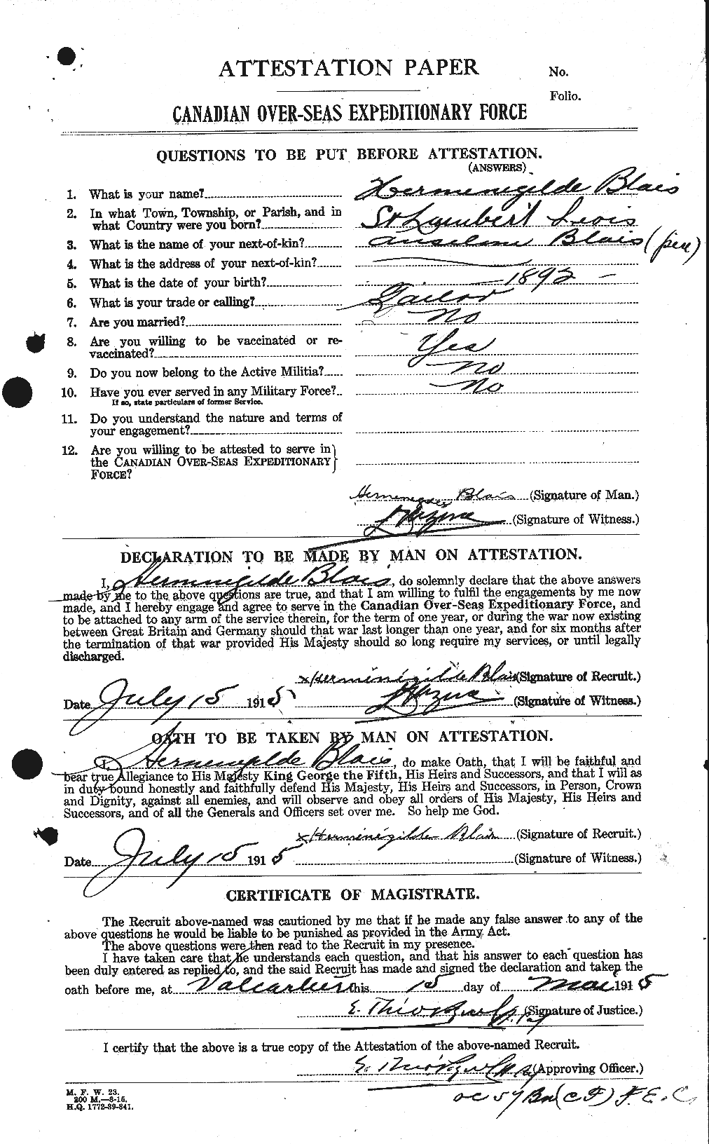 Personnel Records of the First World War - CEF 245439a