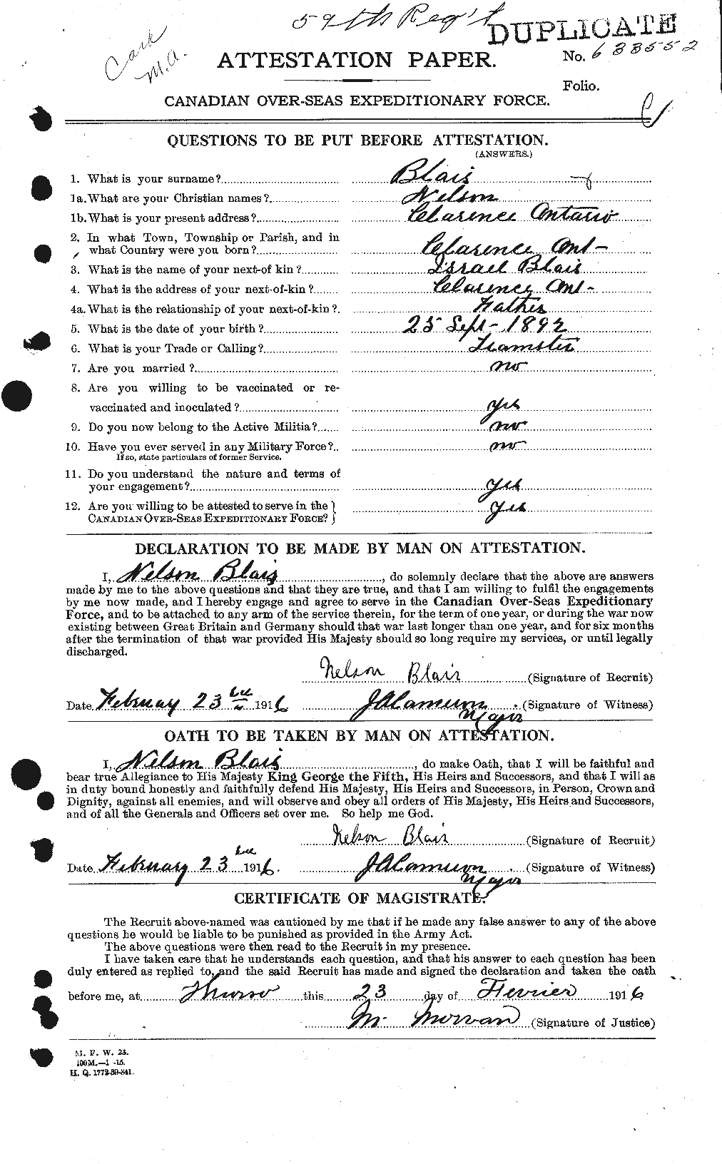 Personnel Records of the First World War - CEF 245502a