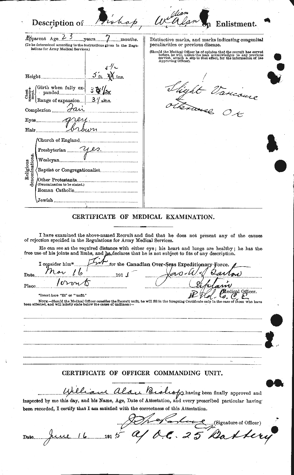 Dossiers du Personnel de la Première Guerre mondiale - CEC 245641b
