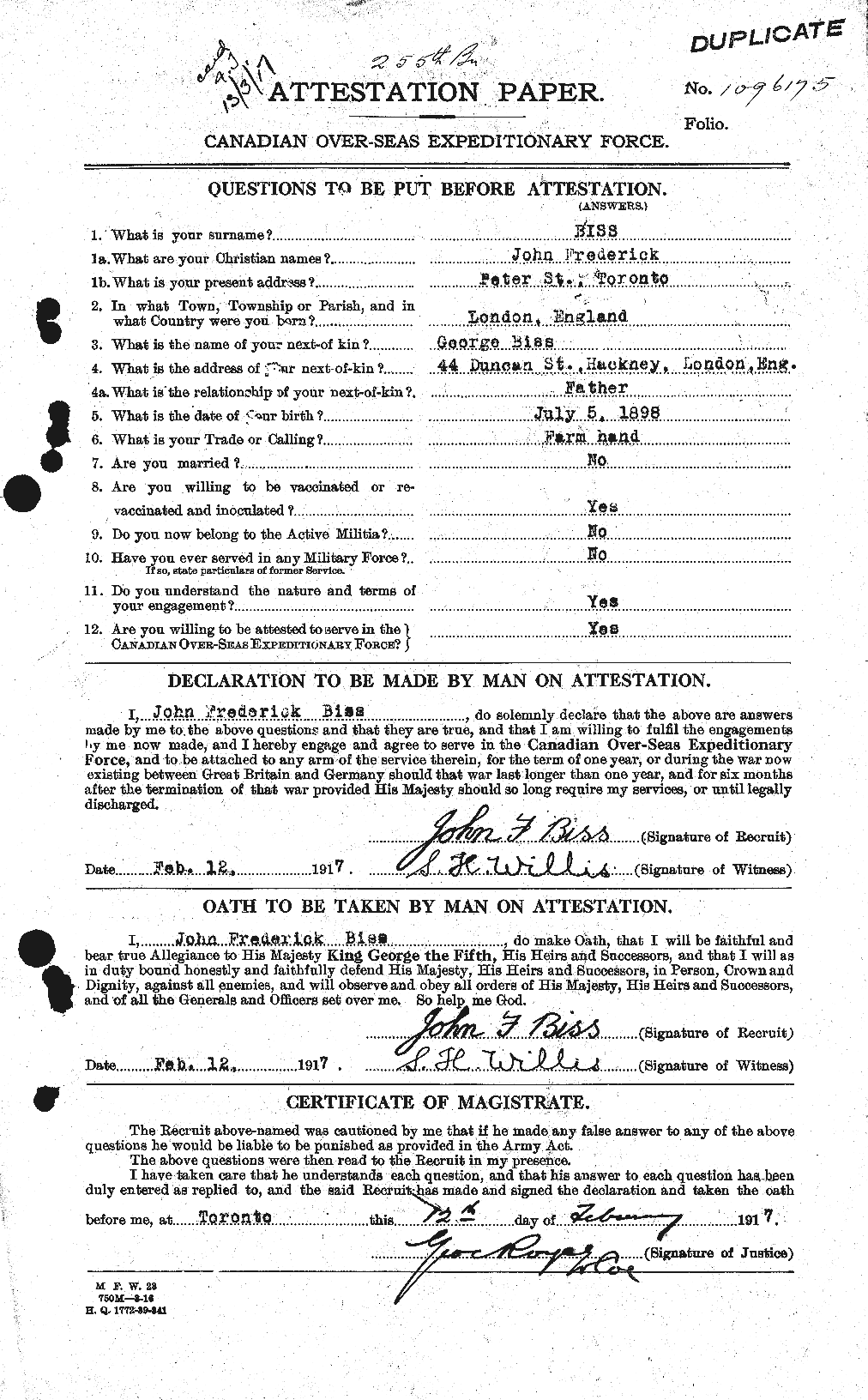 Personnel Records of the First World War - CEF 245682a
