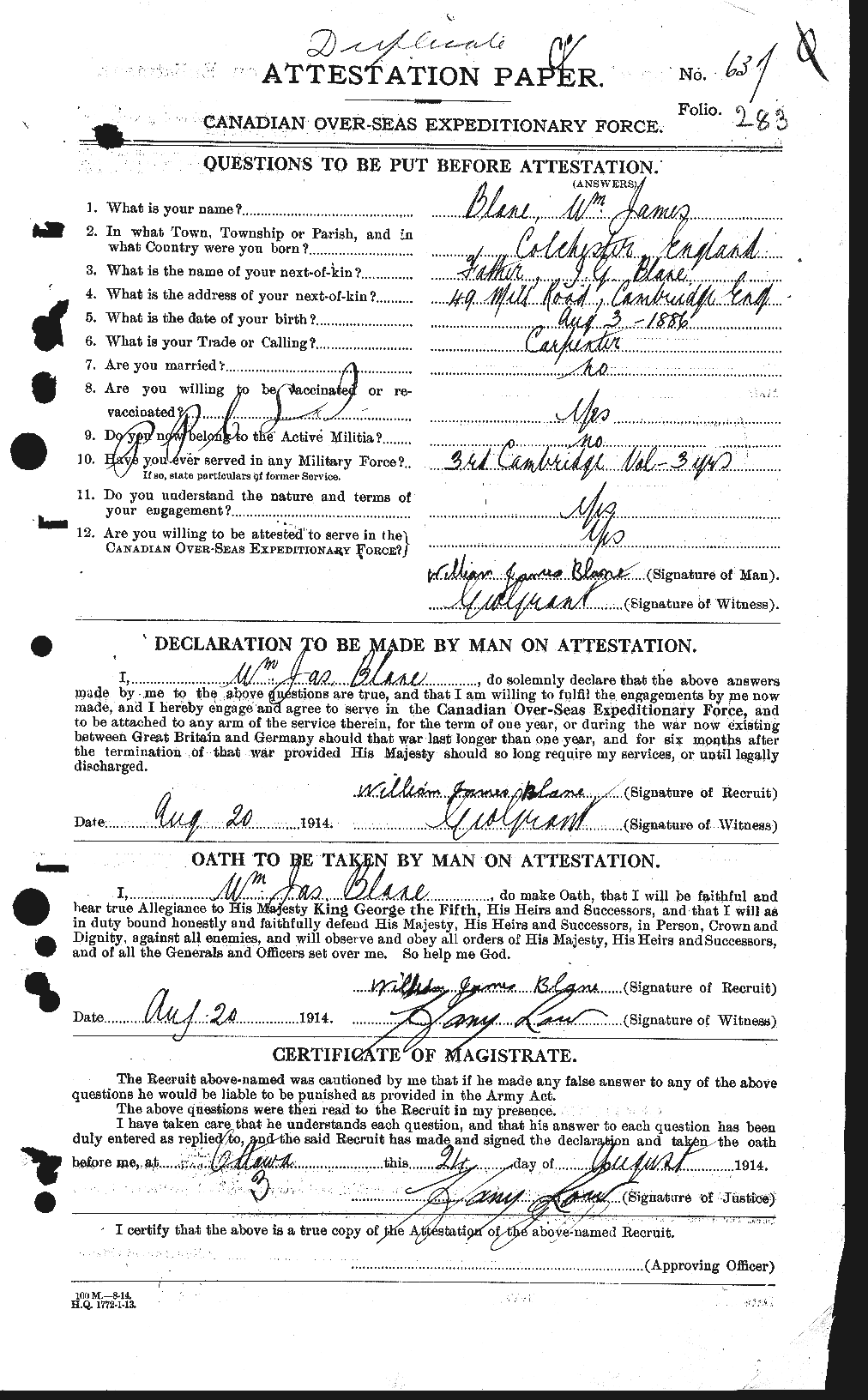Personnel Records of the First World War - CEF 245773a