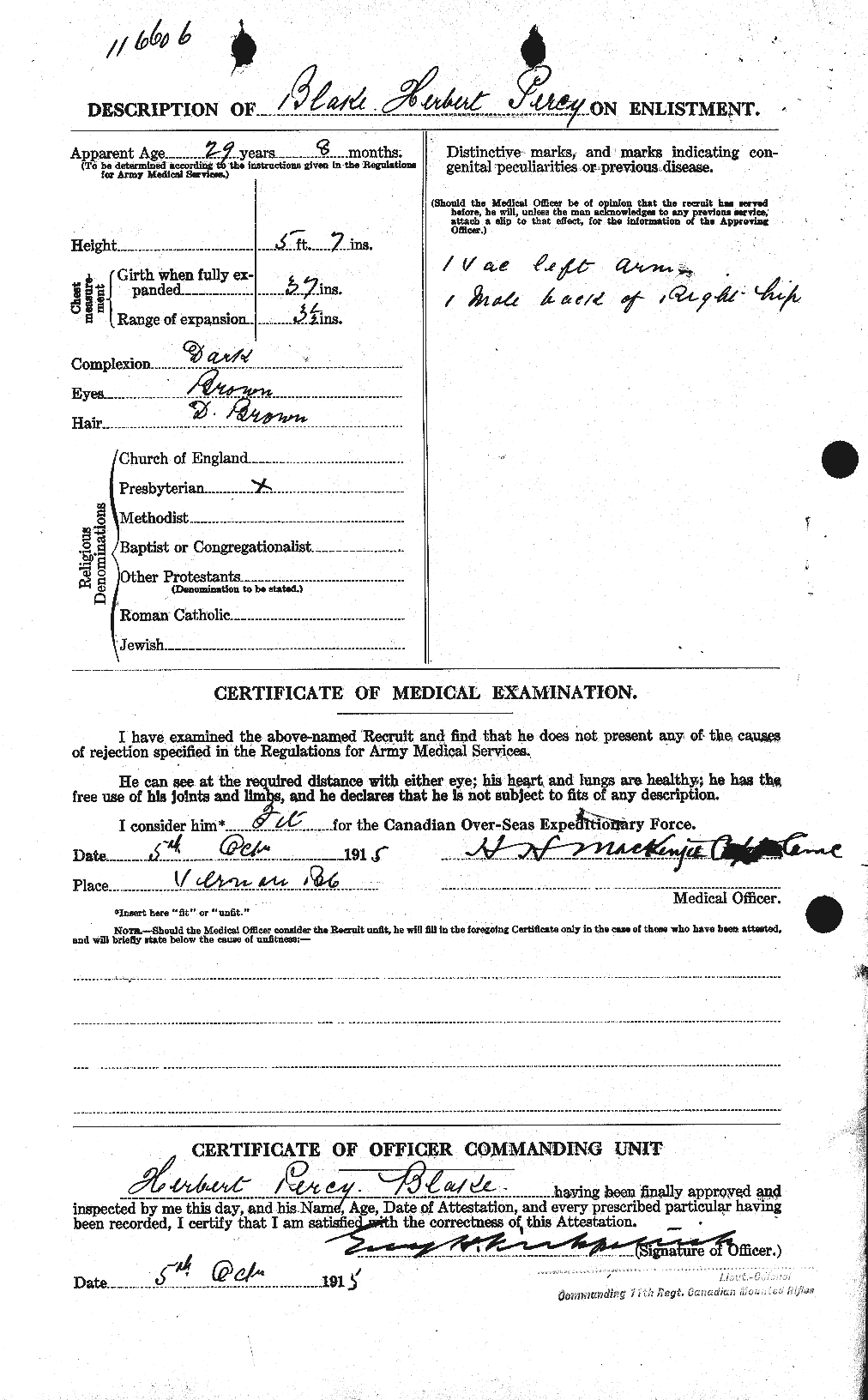 Dossiers du Personnel de la Première Guerre mondiale - CEC 245894b