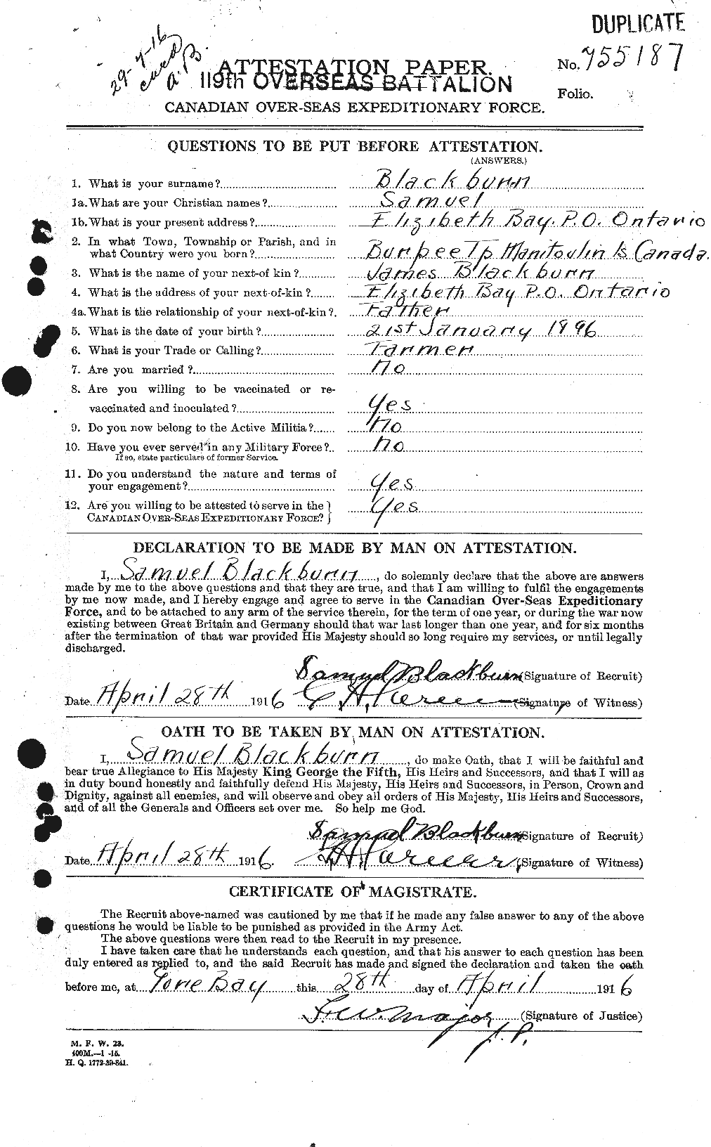 Personnel Records of the First World War - CEF 246421a