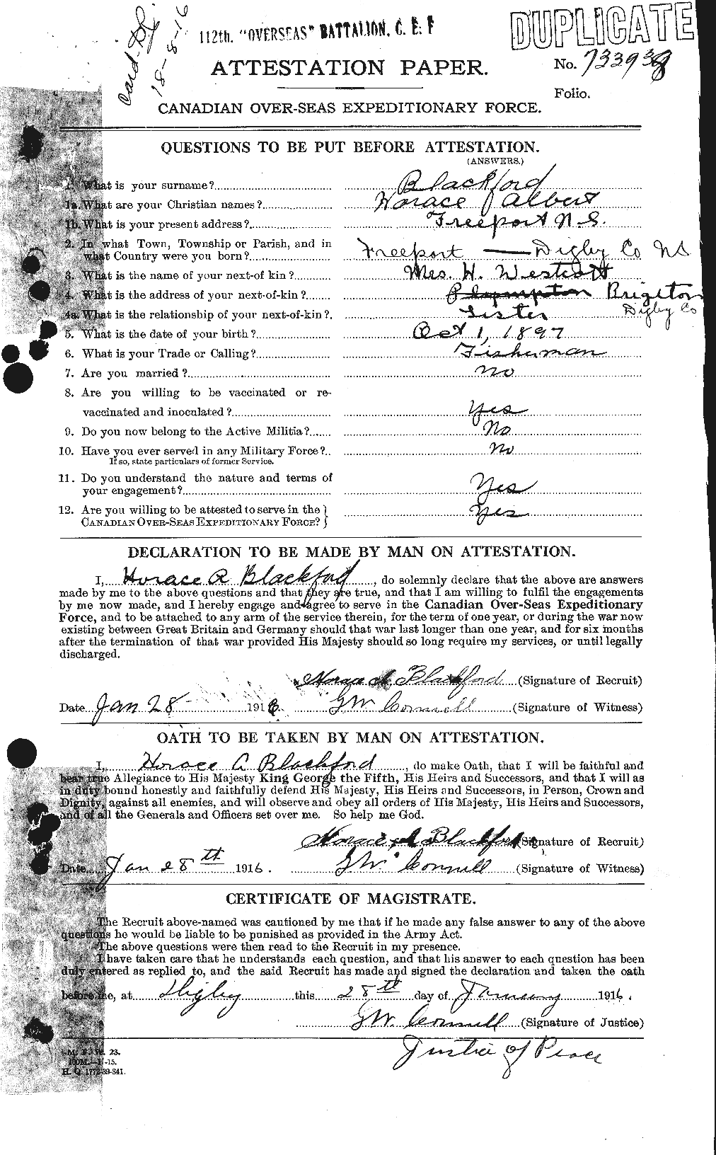 Personnel Records of the First World War - CEF 246463a