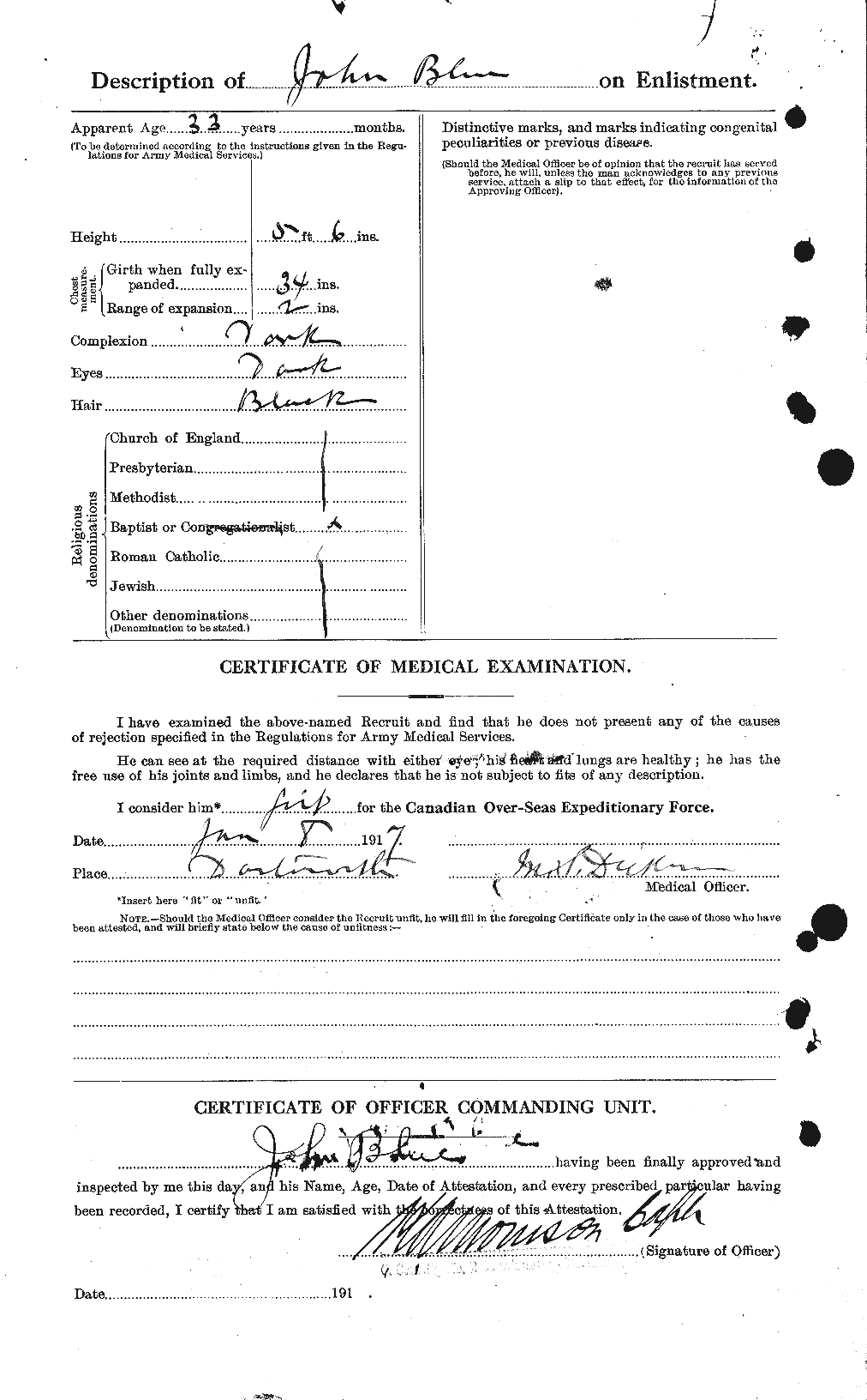 Dossiers du Personnel de la Première Guerre mondiale - CEC 247141b
