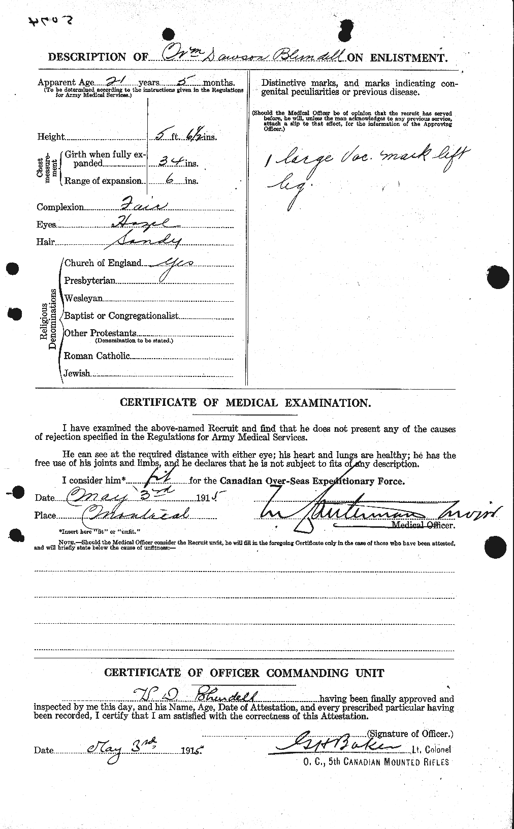 Dossiers du Personnel de la Première Guerre mondiale - CEC 247210b