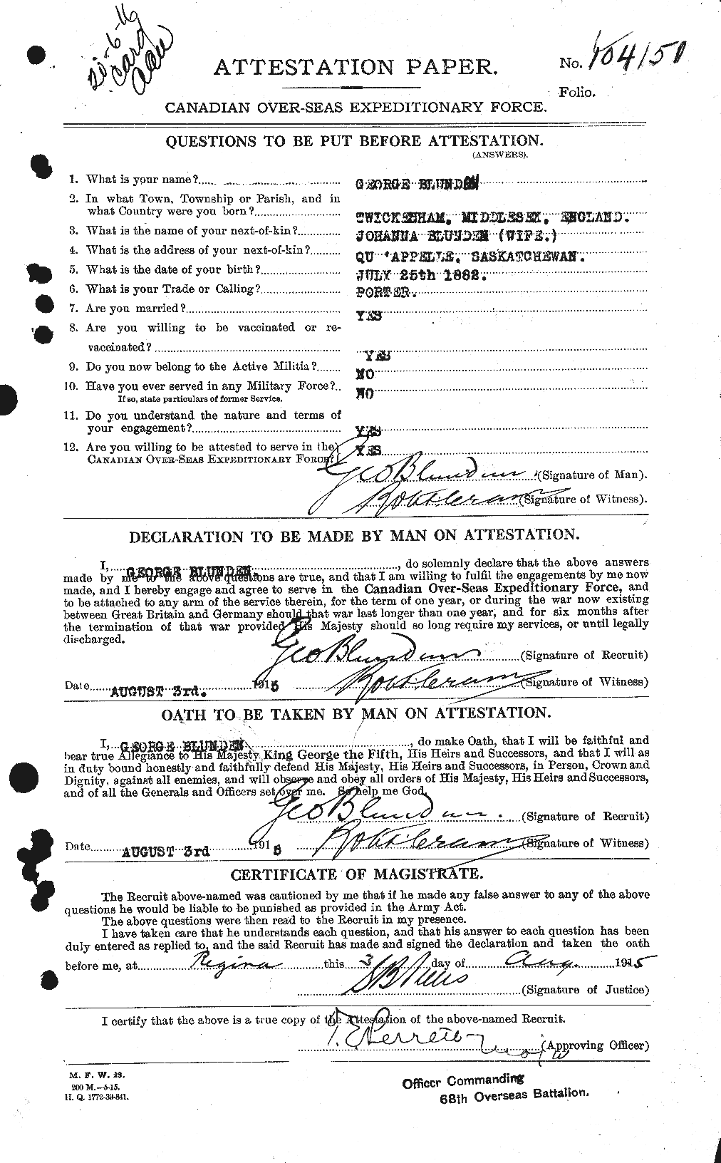 Personnel Records of the First World War - CEF 247218a