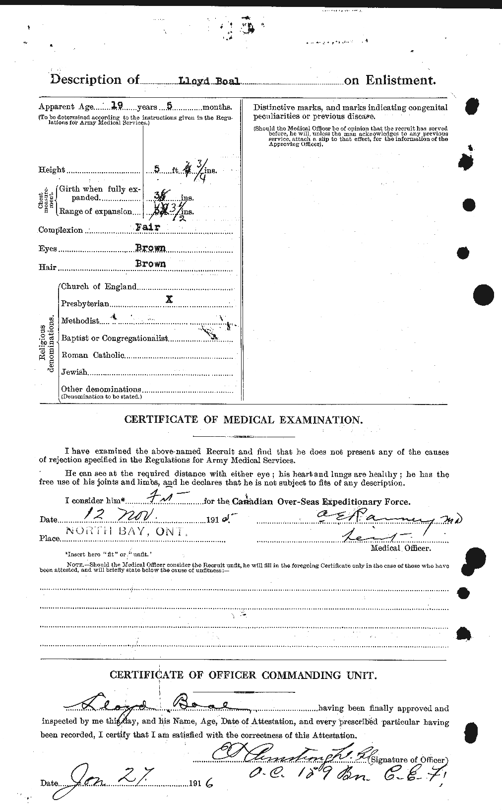 Dossiers du Personnel de la Première Guerre mondiale - CEC 247303b