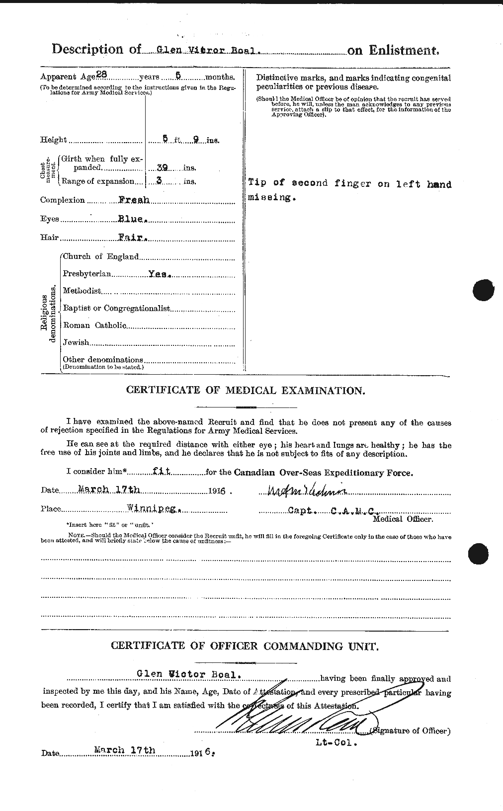 Dossiers du Personnel de la Première Guerre mondiale - CEC 247308b