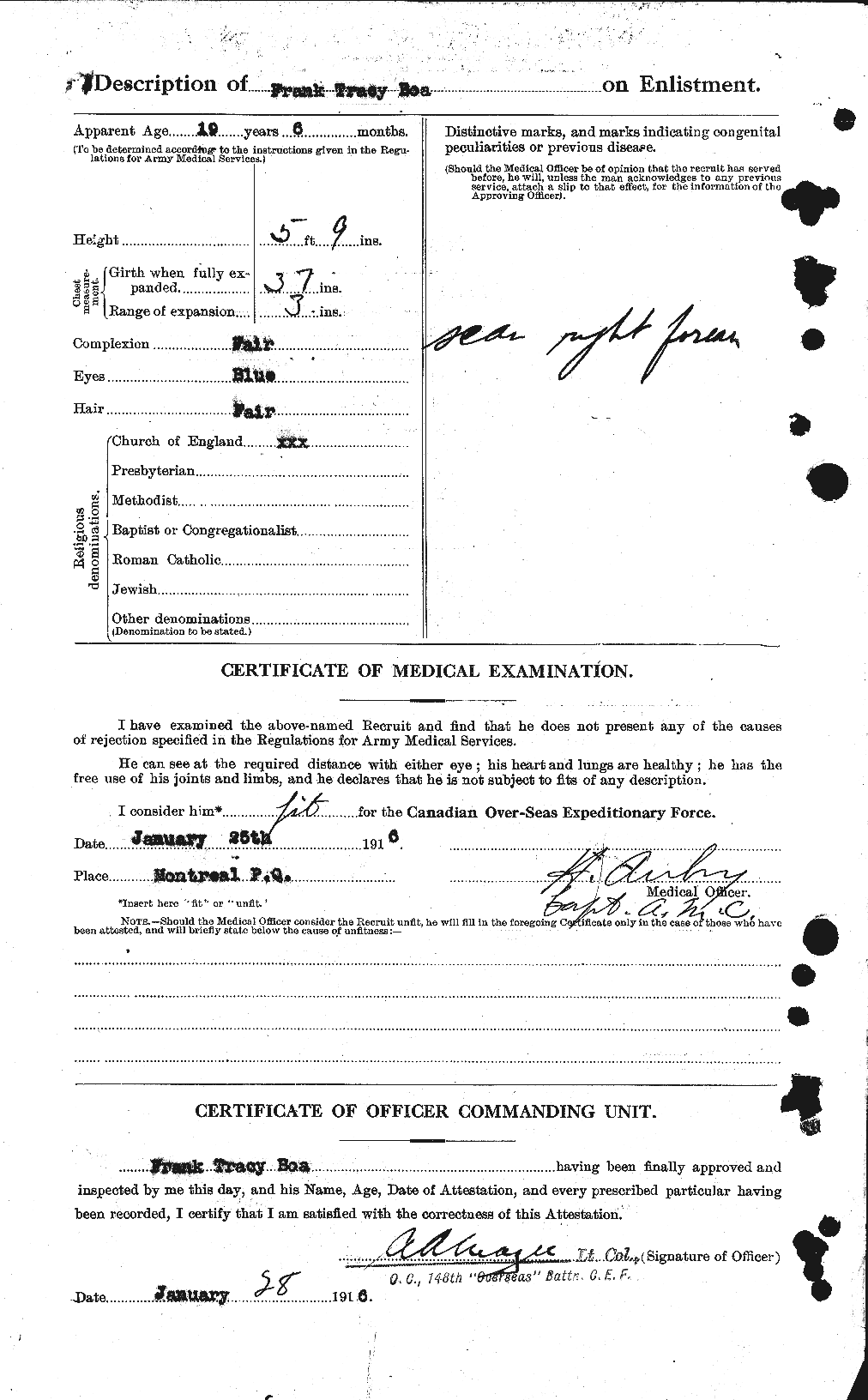 Dossiers du Personnel de la Première Guerre mondiale - CEC 247354b