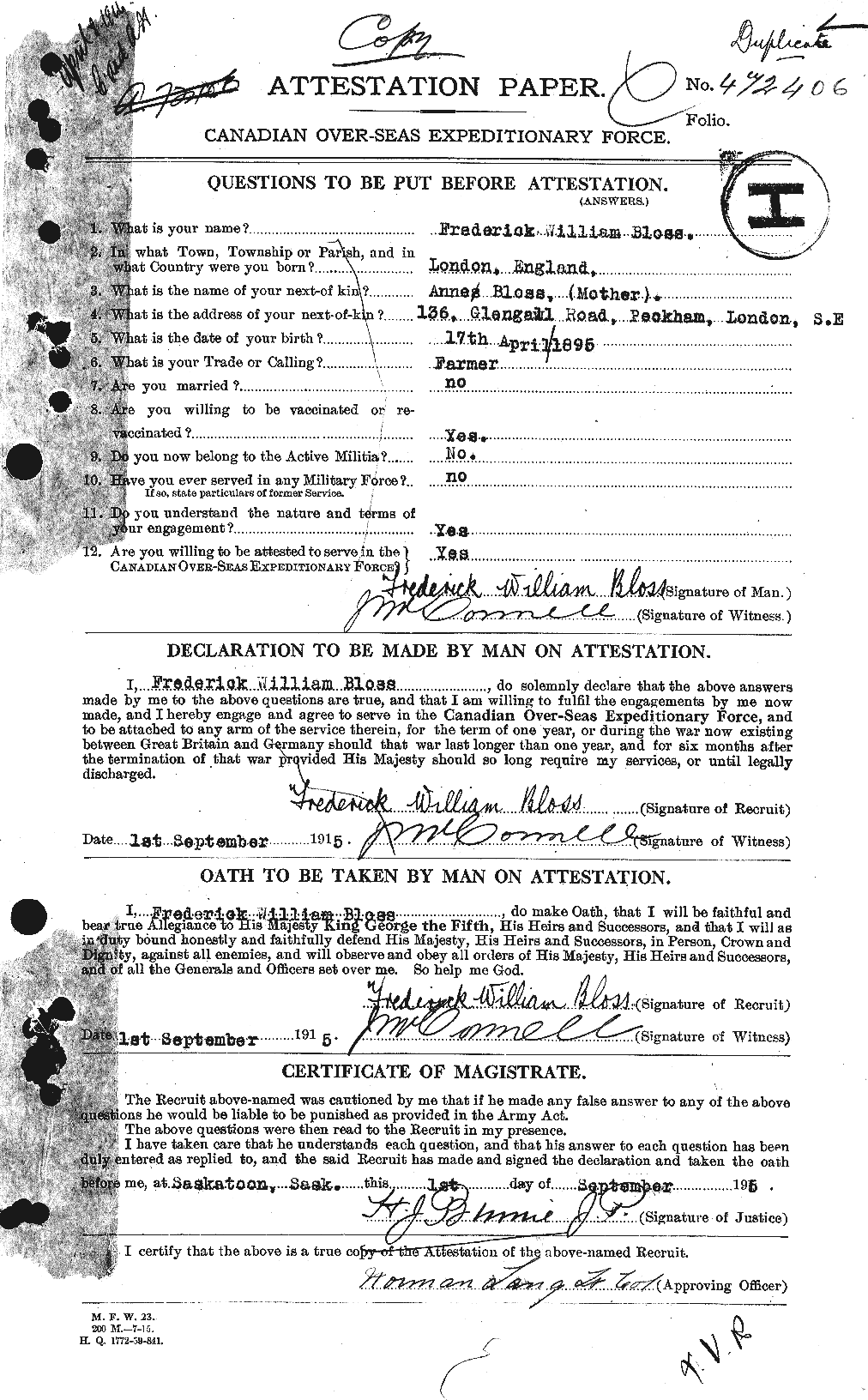 Personnel Records of the First World War - CEF 247360a