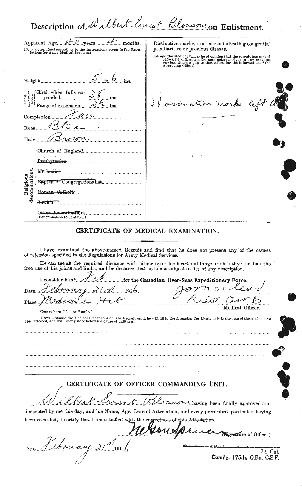 Dossiers du Personnel de la Première Guerre mondiale - CEC 247362b