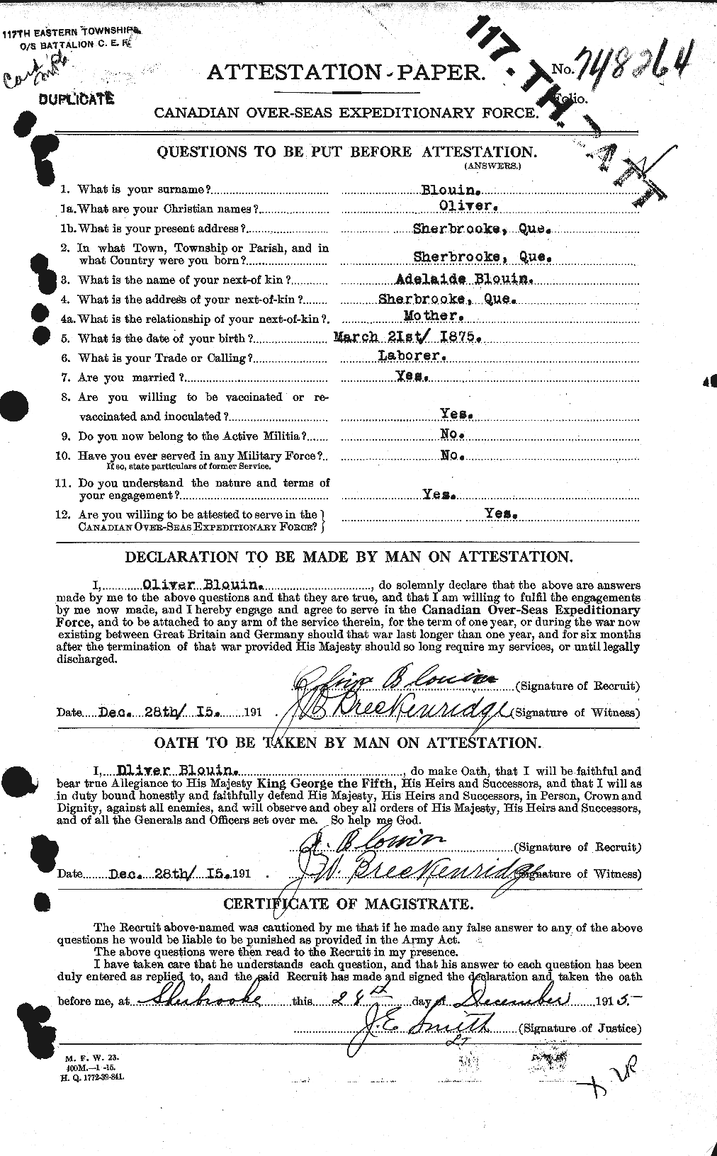 Personnel Records of the First World War - CEF 247405a