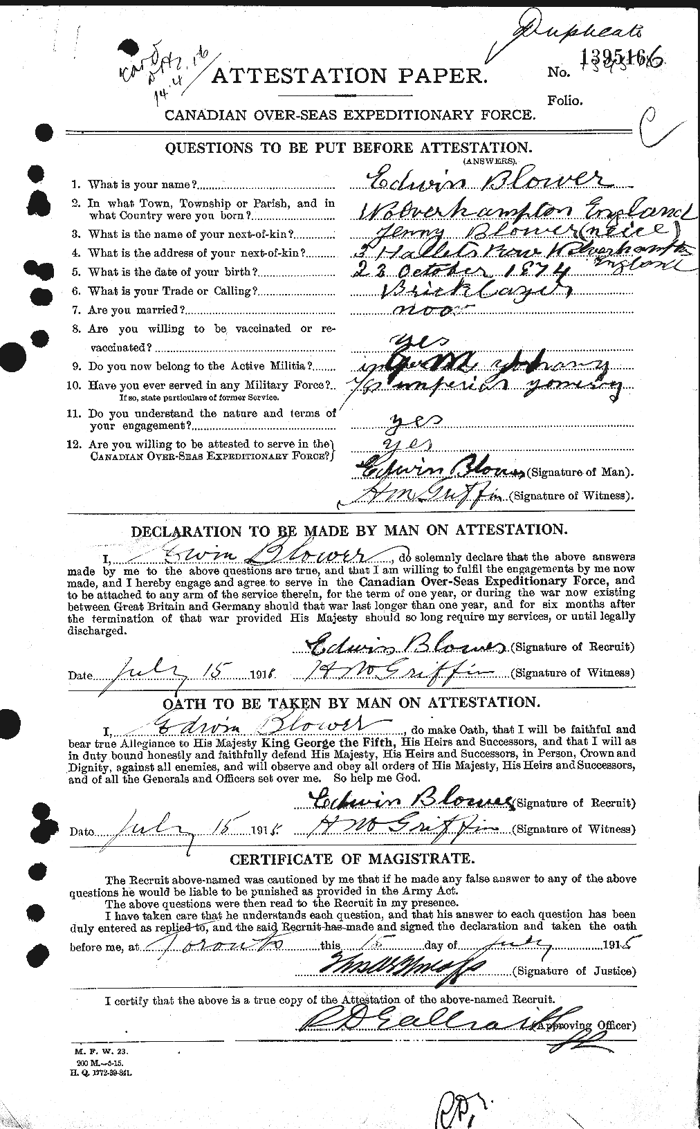 Personnel Records of the First World War - CEF 247434a