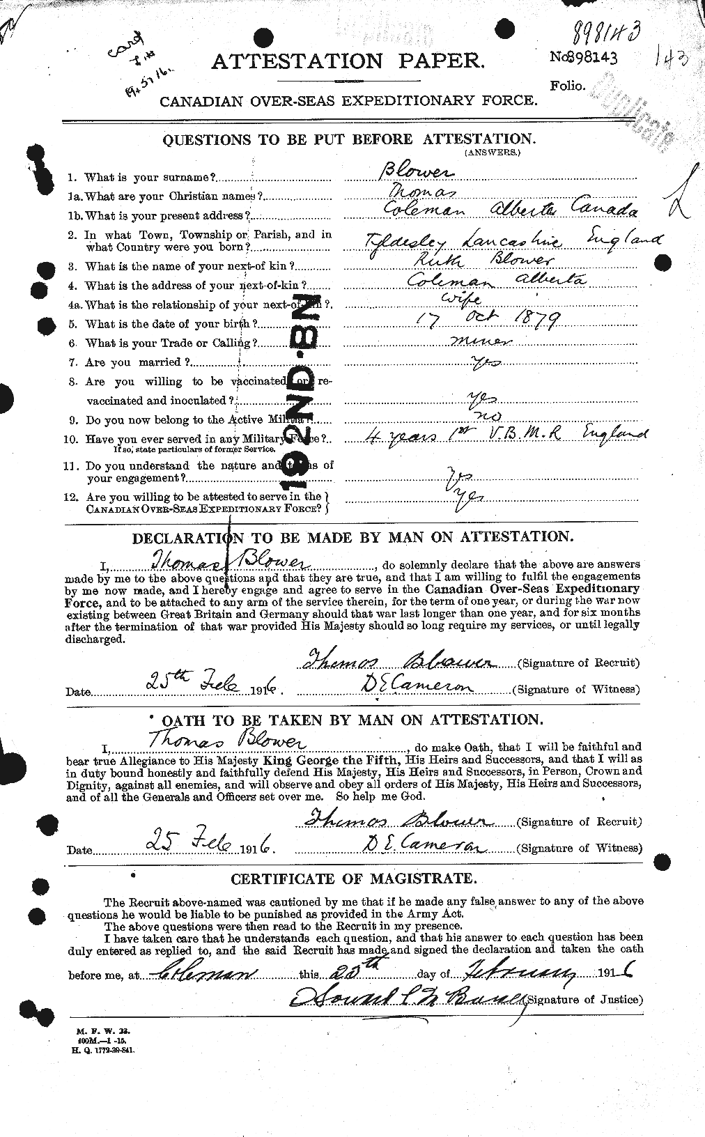 Personnel Records of the First World War - CEF 247444a