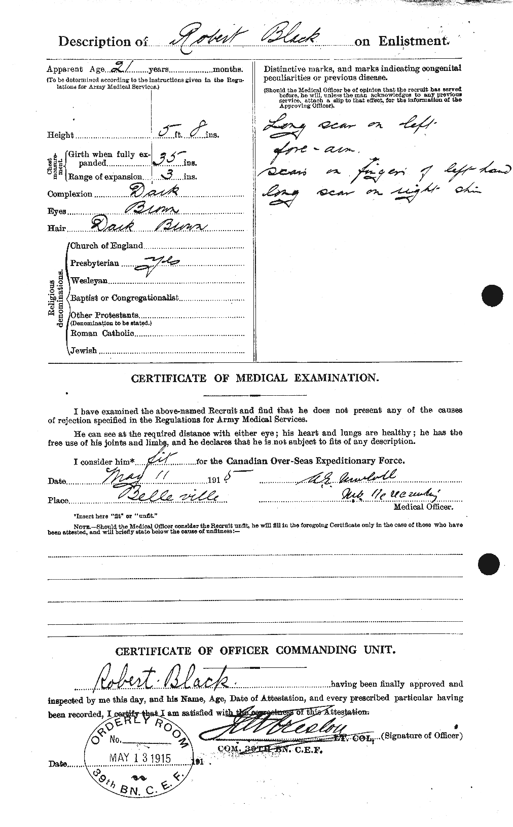Dossiers du Personnel de la Première Guerre mondiale - CEC 247578b