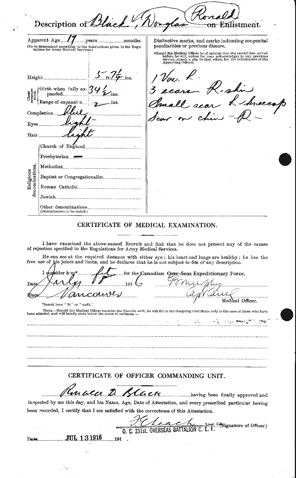 Dossiers du Personnel de la Première Guerre mondiale - CEC 247600b