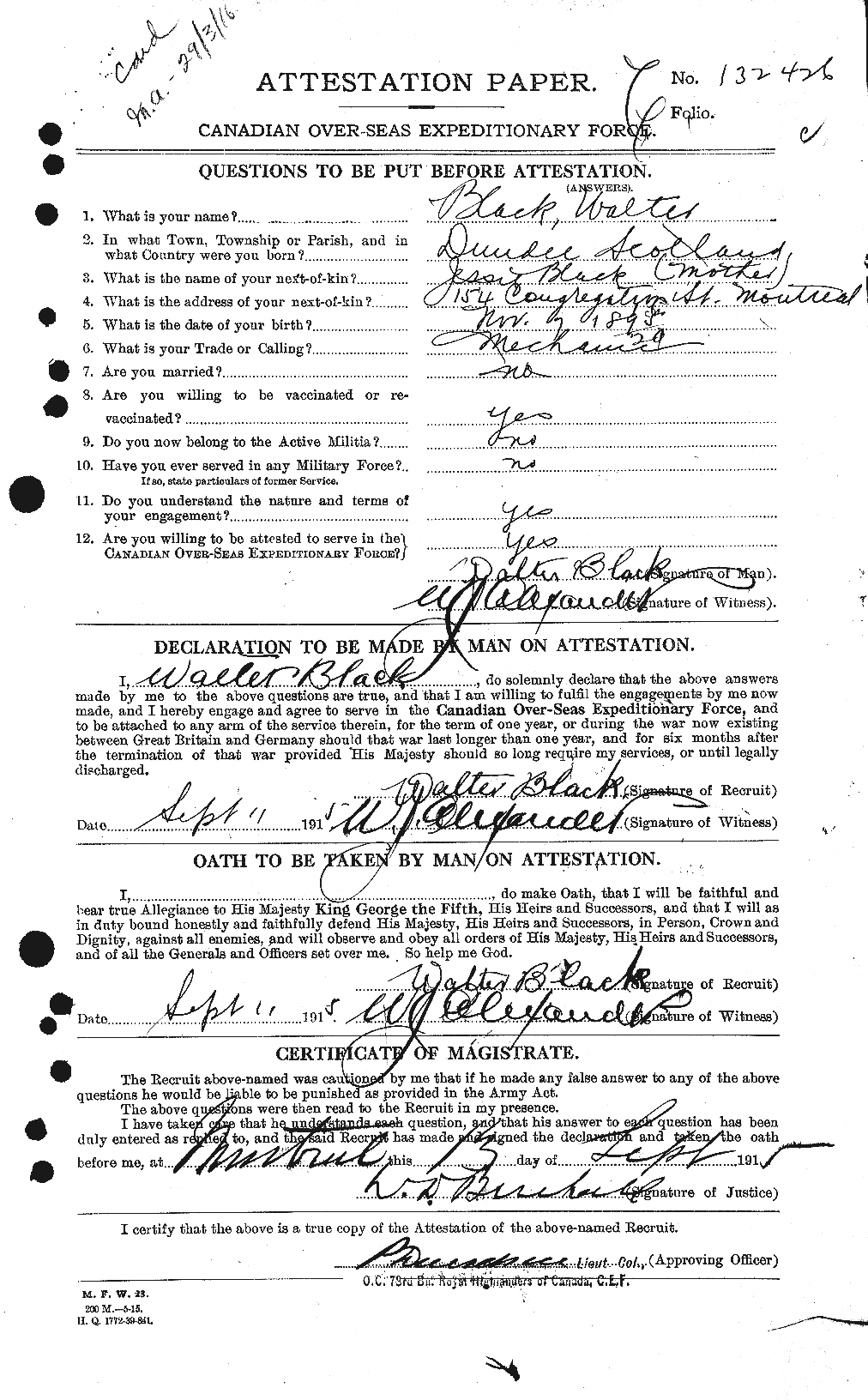 Dossiers du Personnel de la Première Guerre mondiale - CEC 247642a