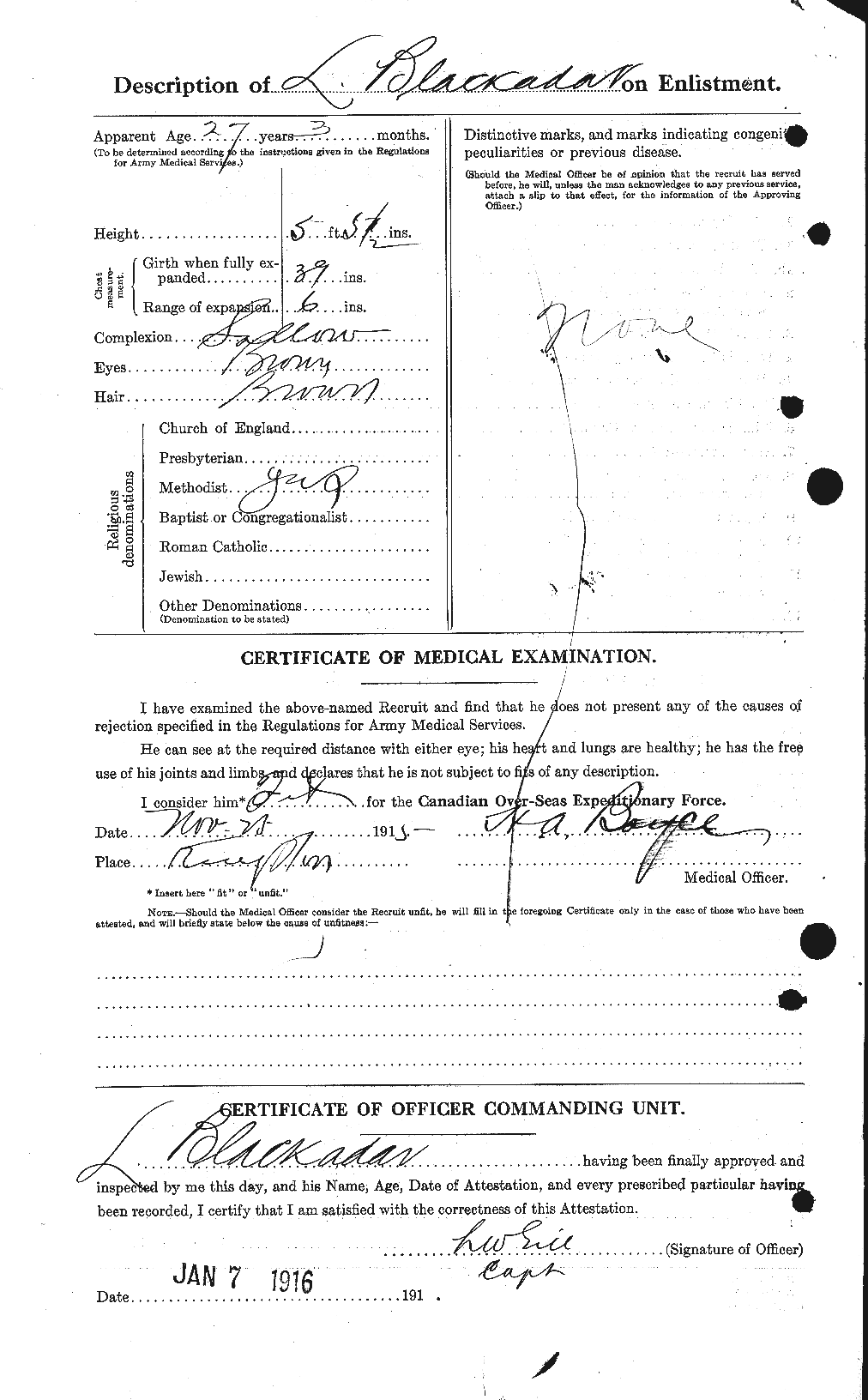 Dossiers du Personnel de la Première Guerre mondiale - CEC 247724b