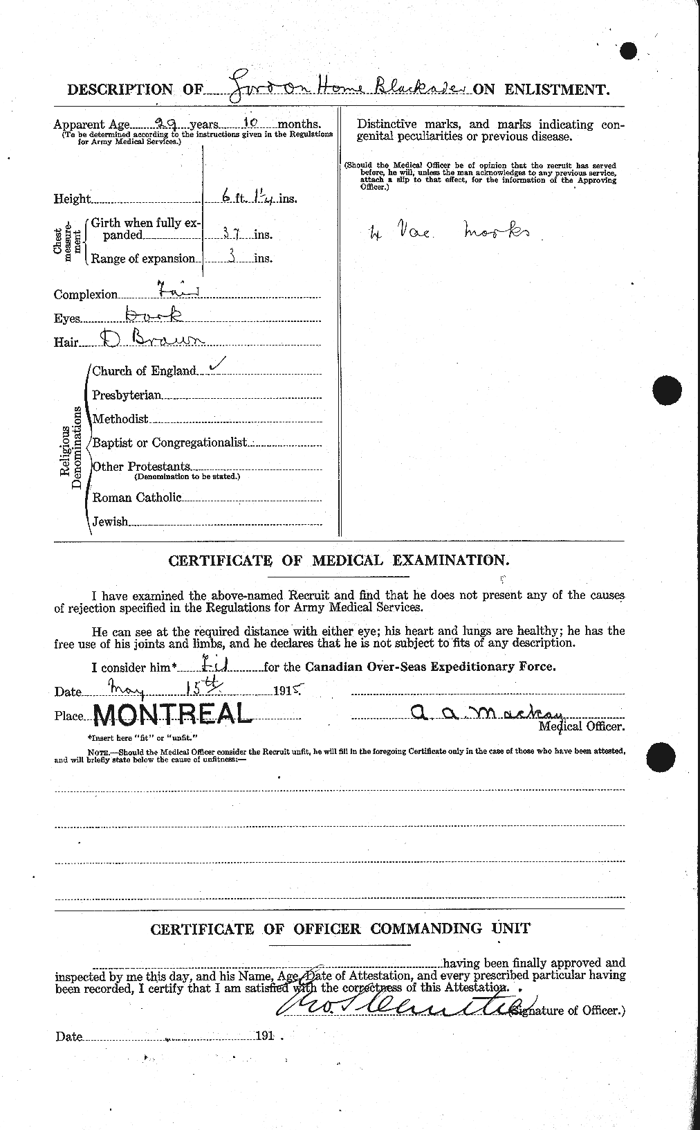 Dossiers du Personnel de la Première Guerre mondiale - CEC 247728b