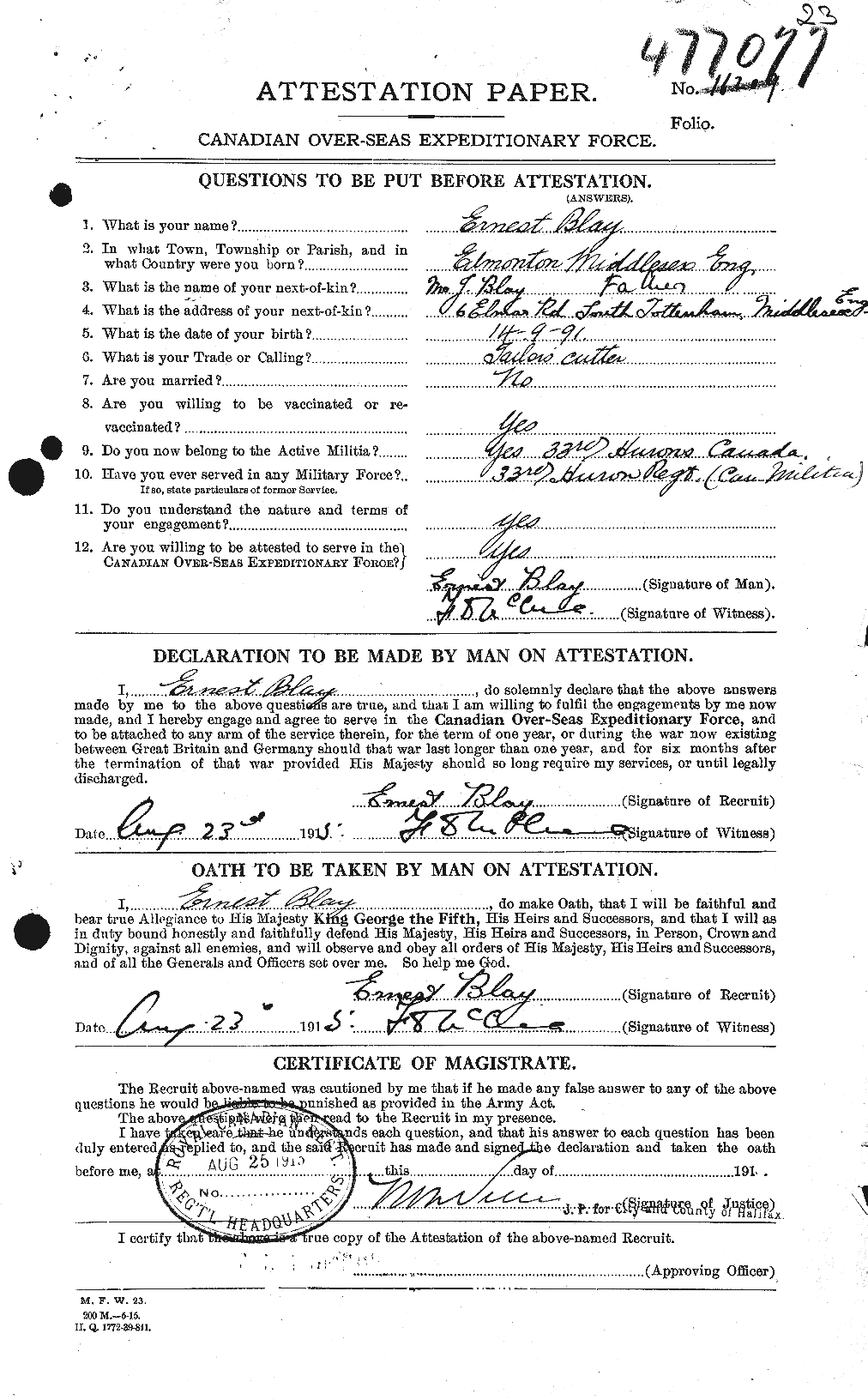 Personnel Records of the First World War - CEF 247844a
