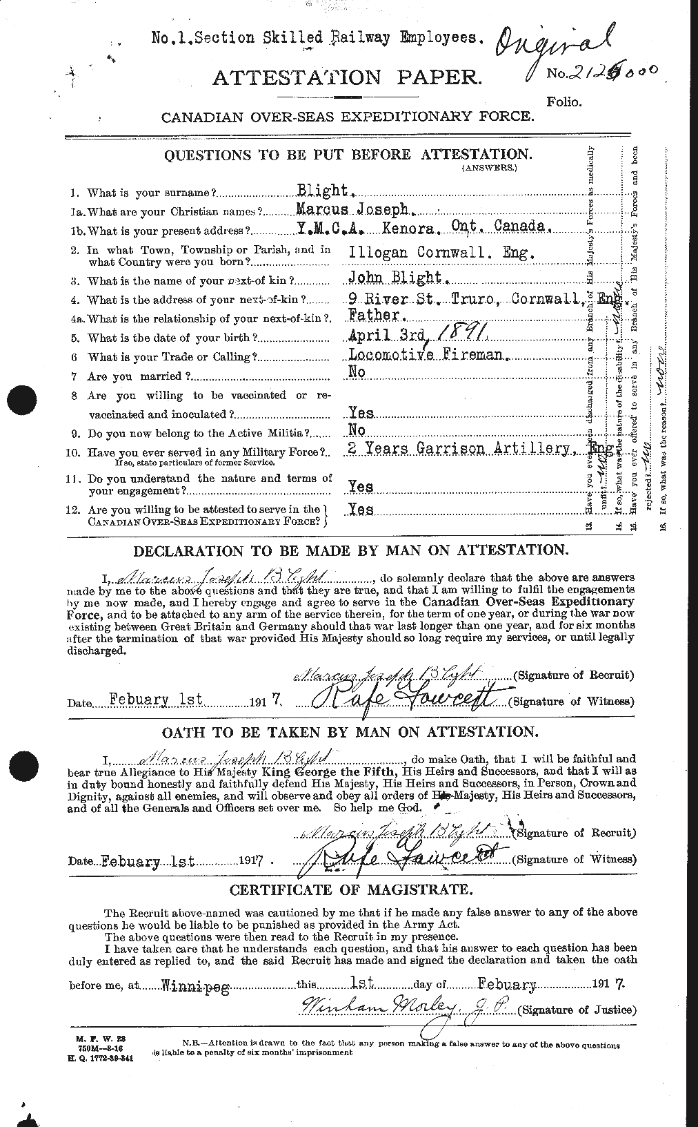 Dossiers du Personnel de la Première Guerre mondiale - CEC 248090a
