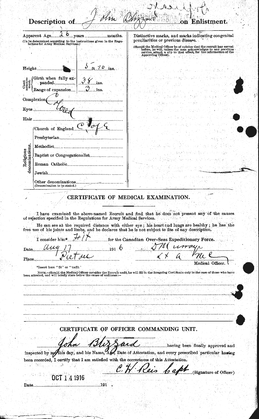 Dossiers du Personnel de la Première Guerre mondiale - CEC 248401b