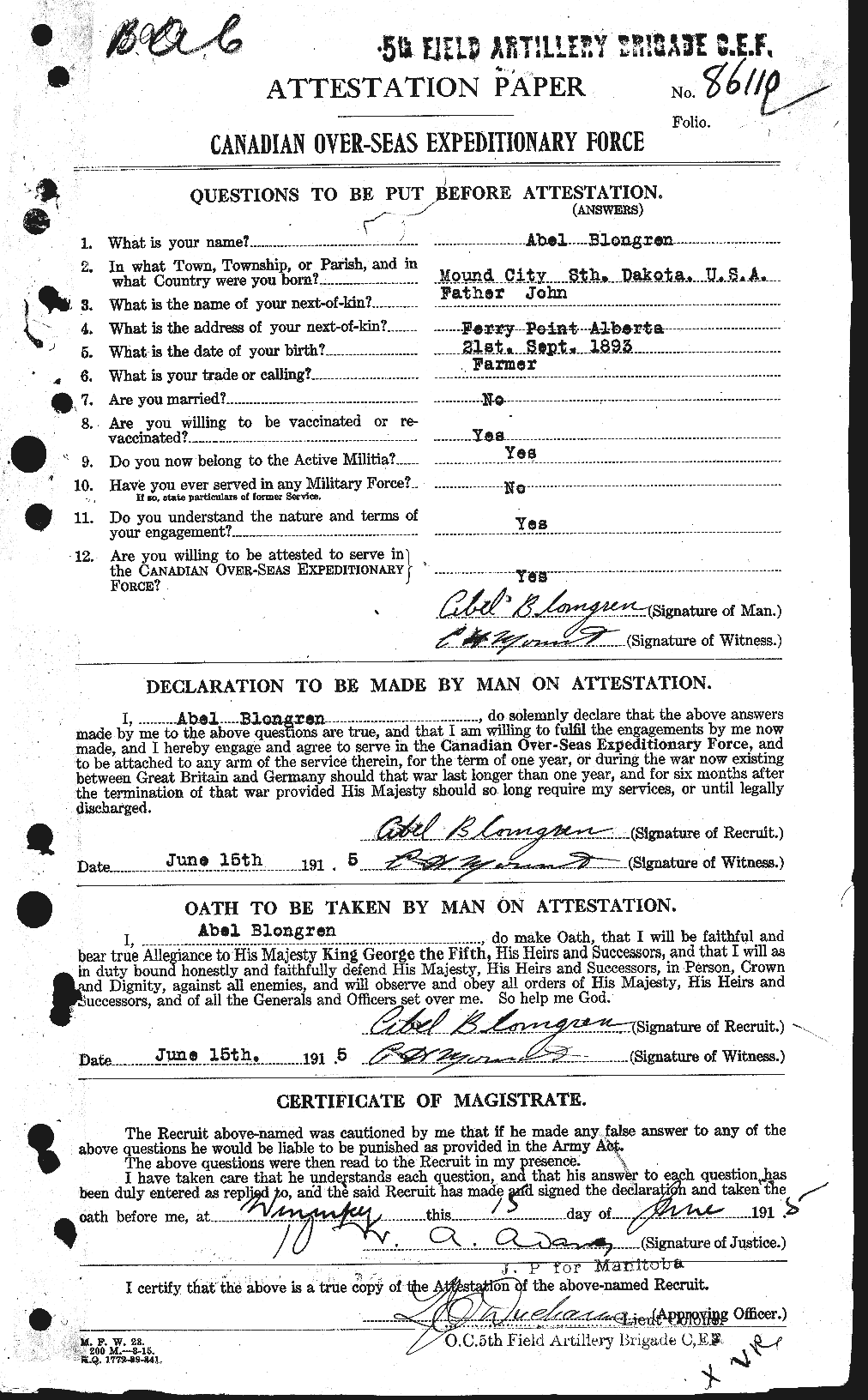 Personnel Records of the First World War - CEF 248538a