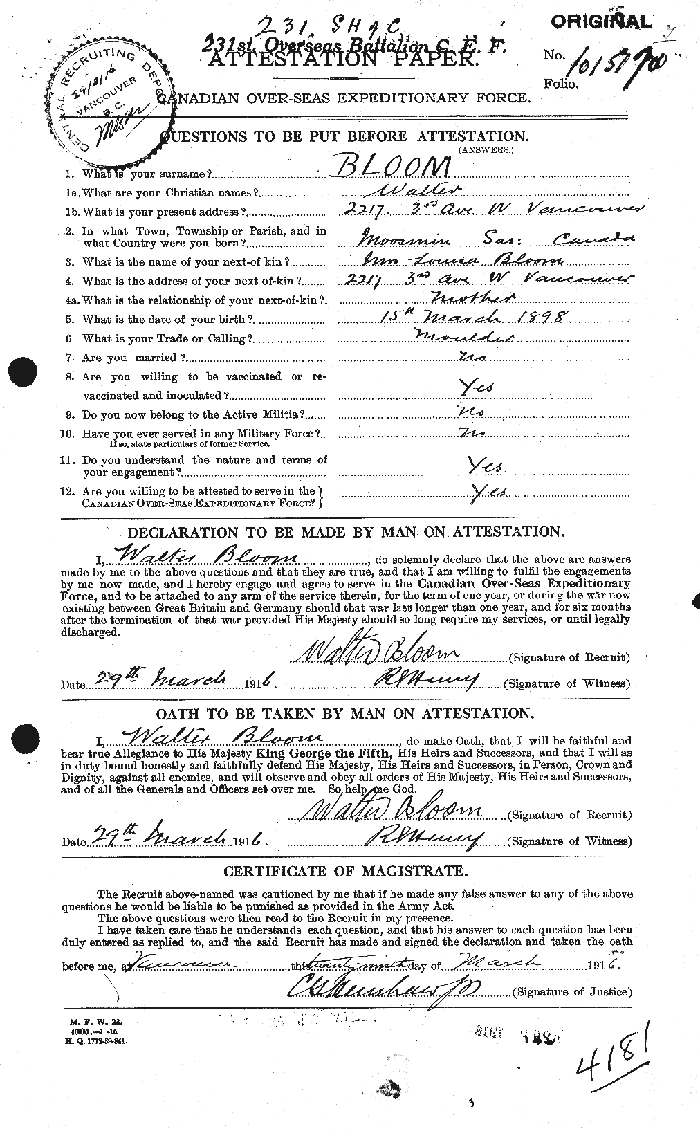 Personnel Records of the First World War - CEF 248578a