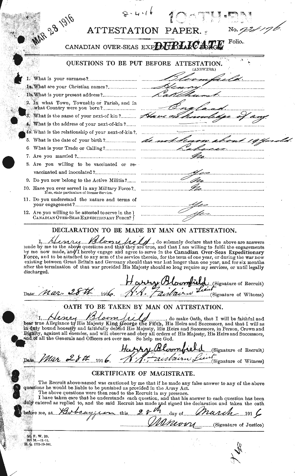 Personnel Records of the First World War - CEF 248619a