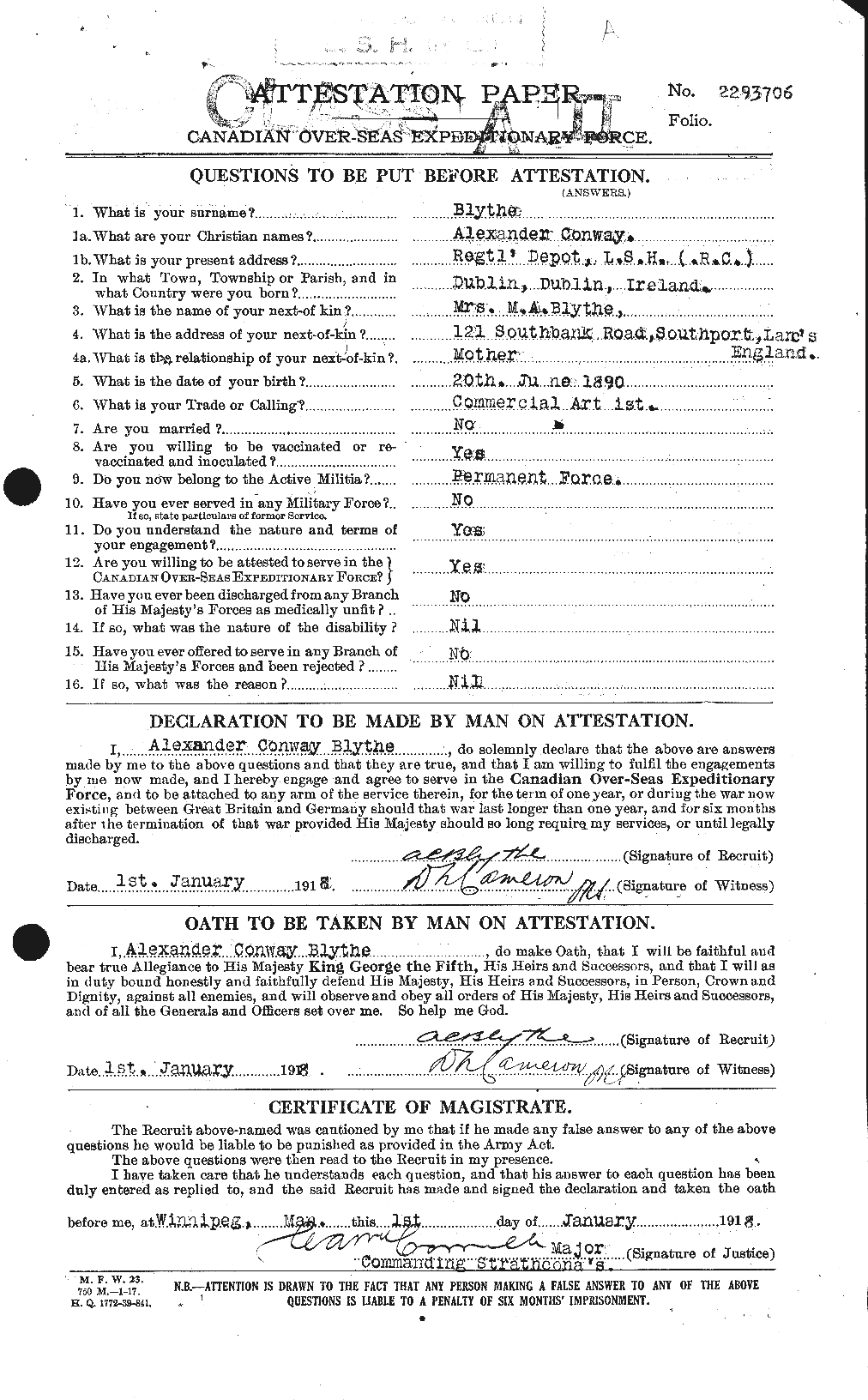 Personnel Records of the First World War - CEF 249107a